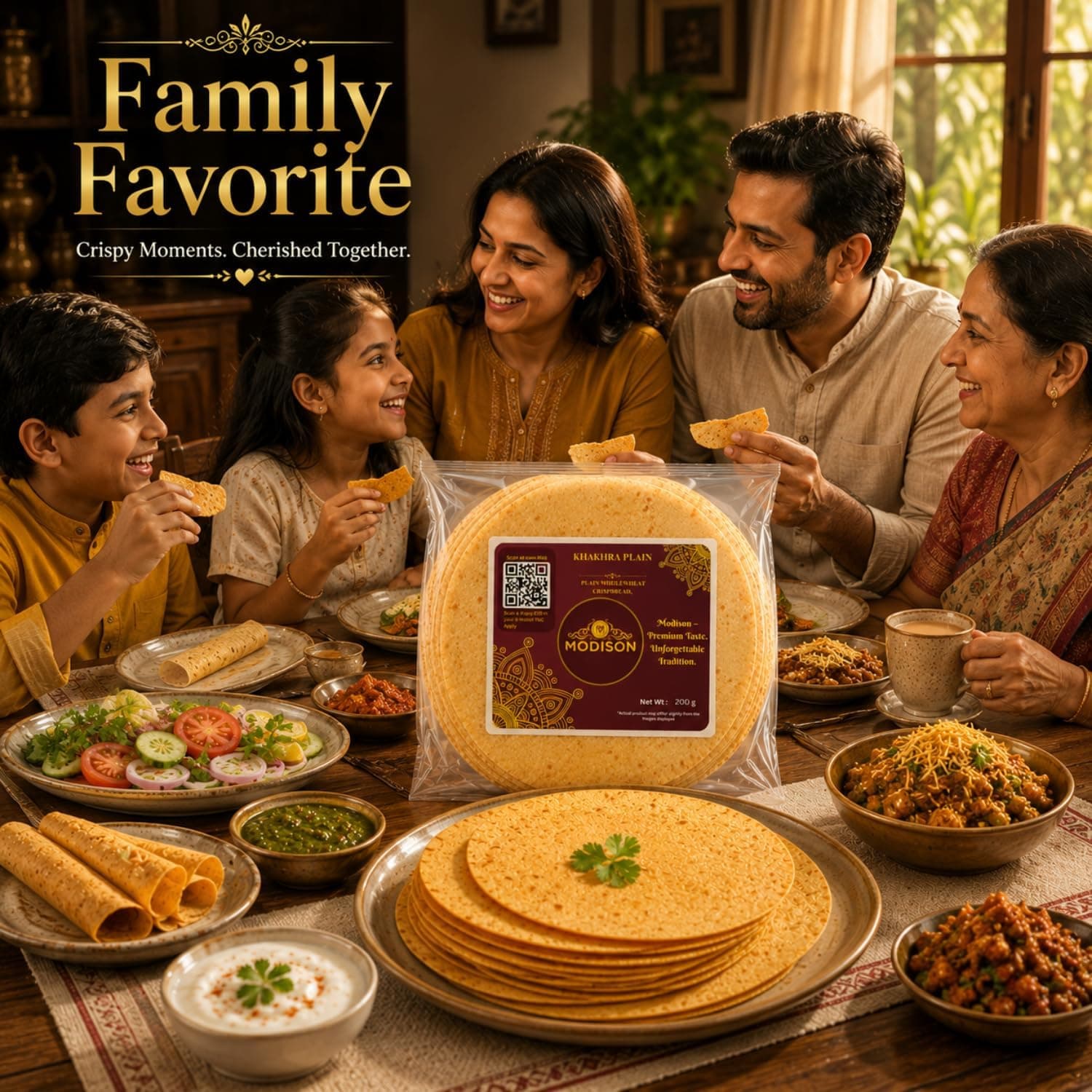 MODISON Plain Khakhra Whole Wheat Crispbread Roasted Snack 200g thumbnail 12