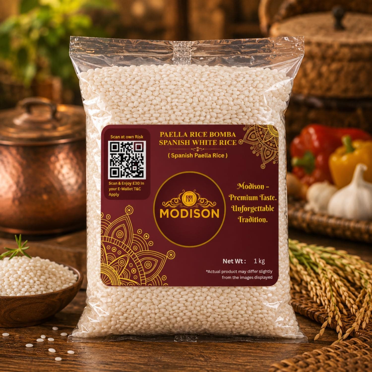 MODISON Spanish Bomba Rice Paella Rice Gluten Free Vegan 1kg thumbnail 11