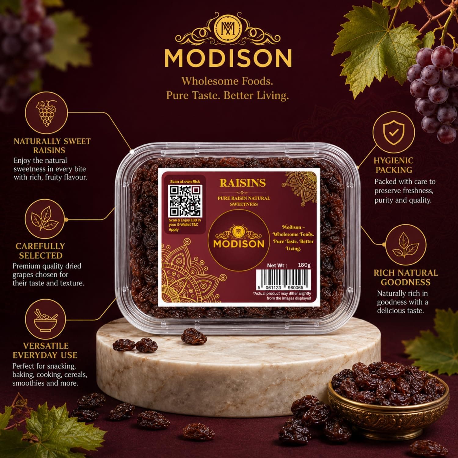 MODISON Seedless Kishmish Dried Fruit Indian Sweet Snack 180g thumbnail 10