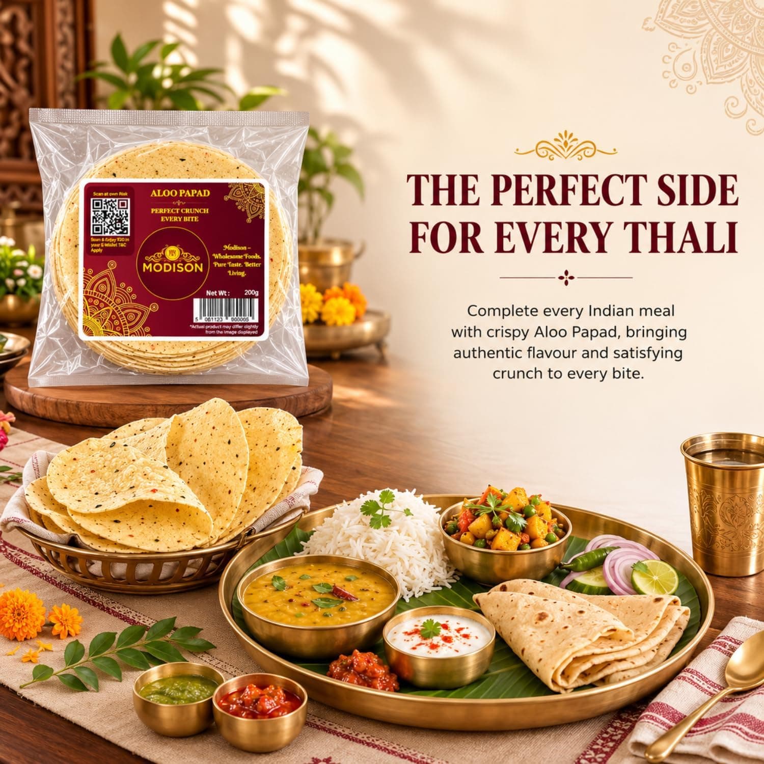 MODISON Aloo Papad Ready to Fry Indian Snack 200g thumbnail 11