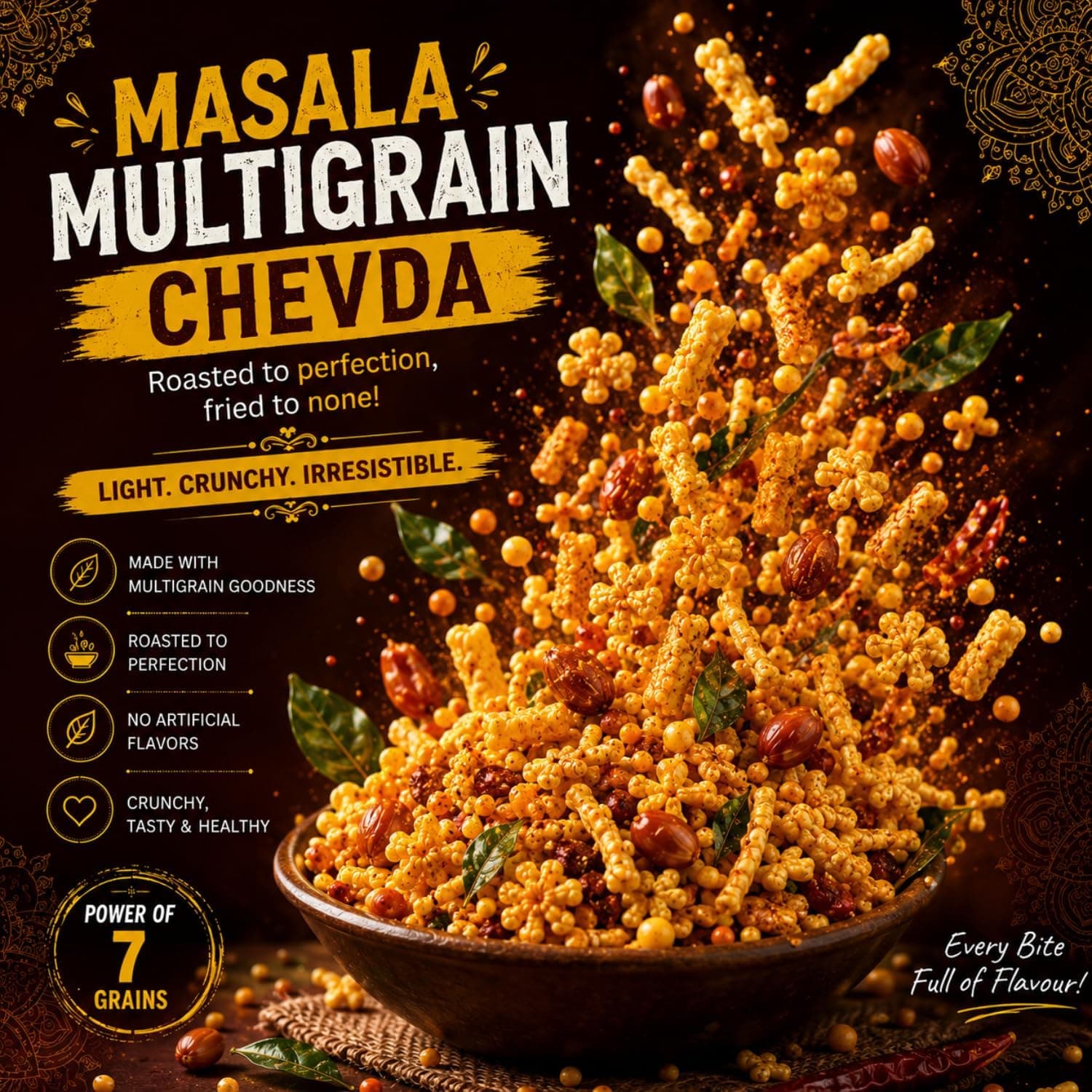 MODISON Masala Multigrain Chevda Indian Namkeen Roasted Mix 180g thumbnail 10