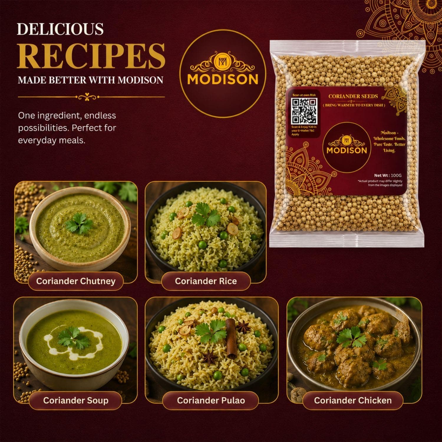 MODISON Coriander Seeds Whole Spice Natural 100g thumbnail 11