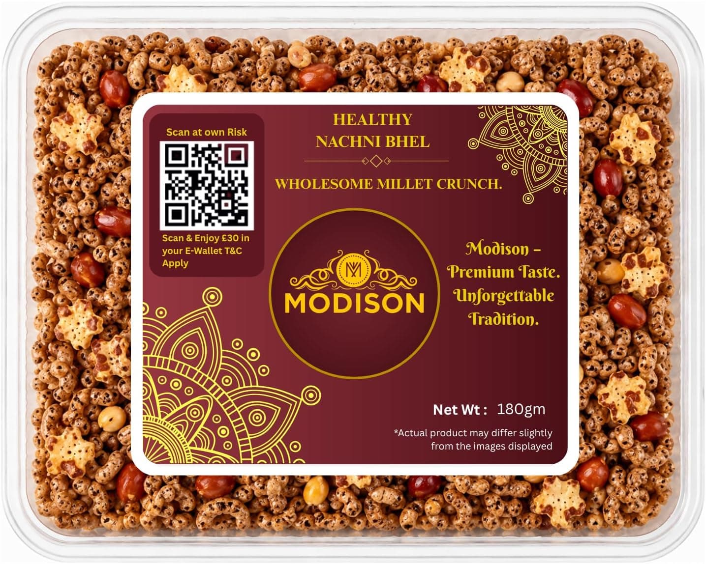 MODISON Healthy Nachni Bhel Indian Namkeen Crispy Ragi Puff 180g thumbnail 8