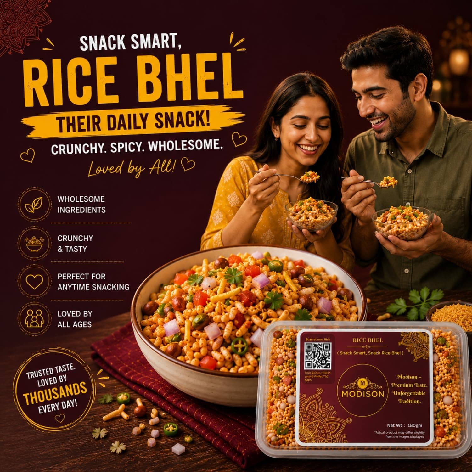 MODISON Rice Bhel Indian Namkeen Crispy Puffed Grain 180g thumbnail 9