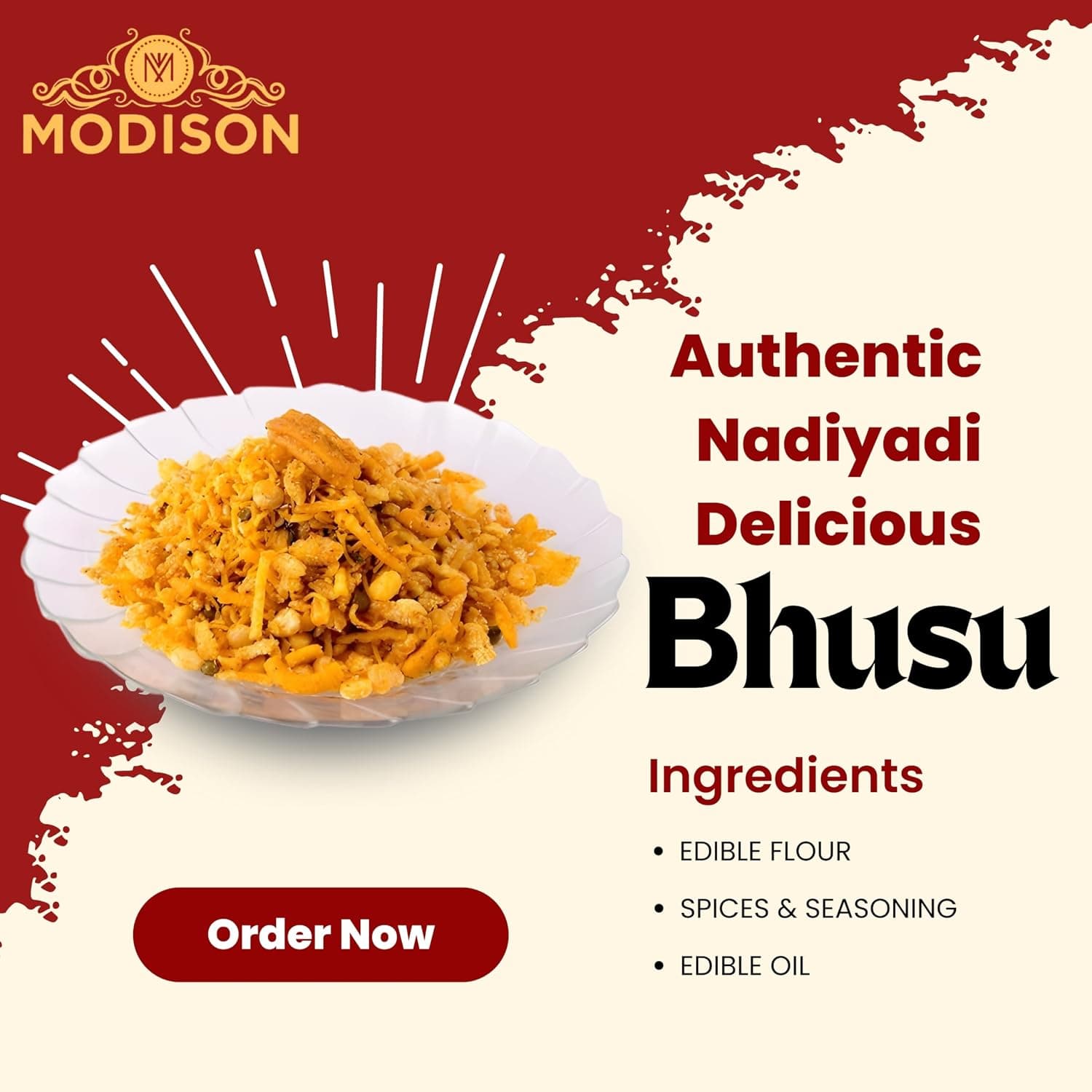 MODISON Nadiyadi Bhusu Indian Snacks Crispy Gujarati Farsan 180g thumbnail 12