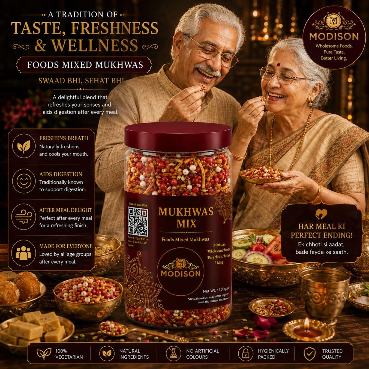 MODISON Mukhwas Mix Indian Mouth Freshener Rose Flavoured 100g thumbnail 11