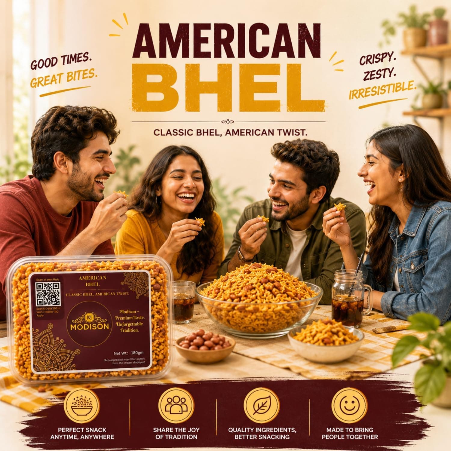 MODISON American Bhel Indian Namkeen Crispy Puffed Rice 180g thumbnail 10