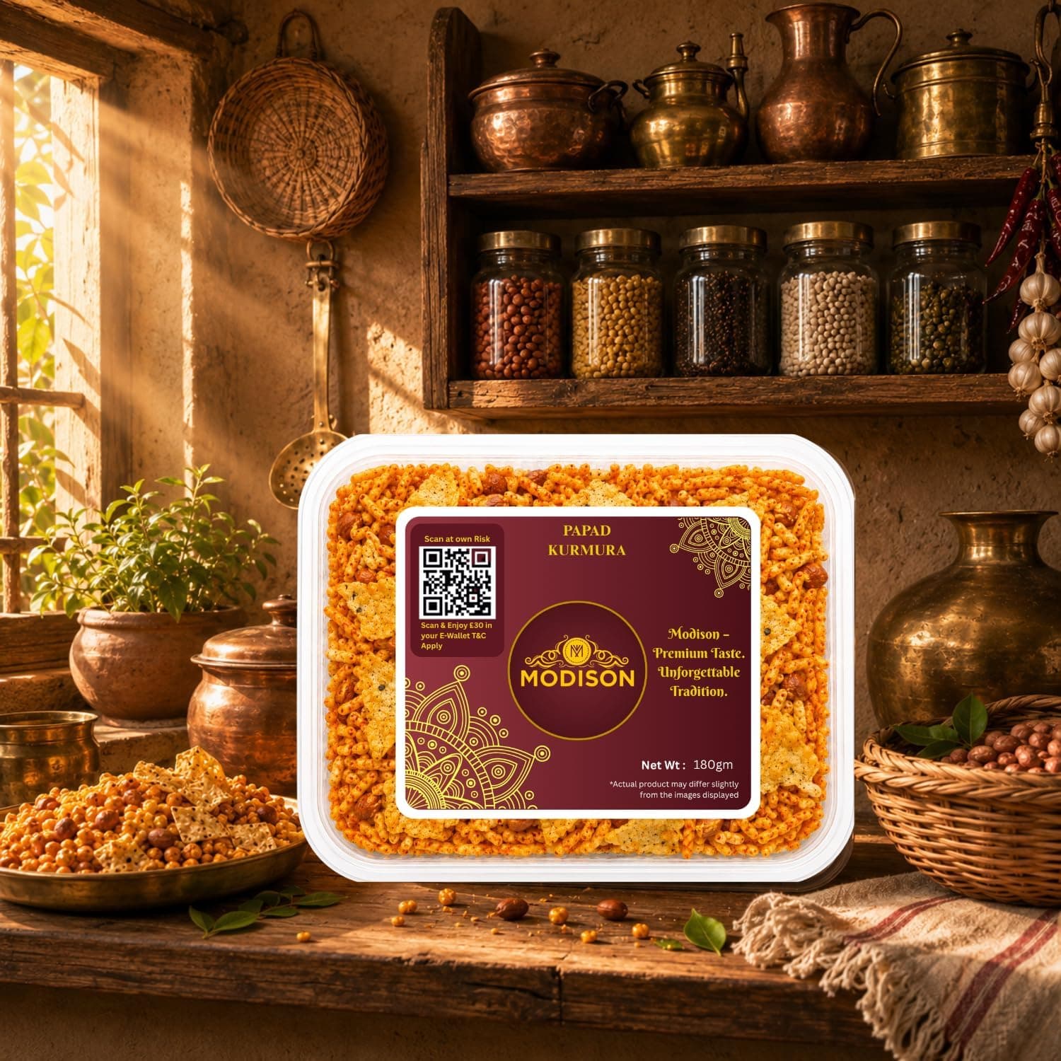 MODISON Papad Kurmura Indian Namkeen Crispy Puffed Rice 180g thumbnail 11