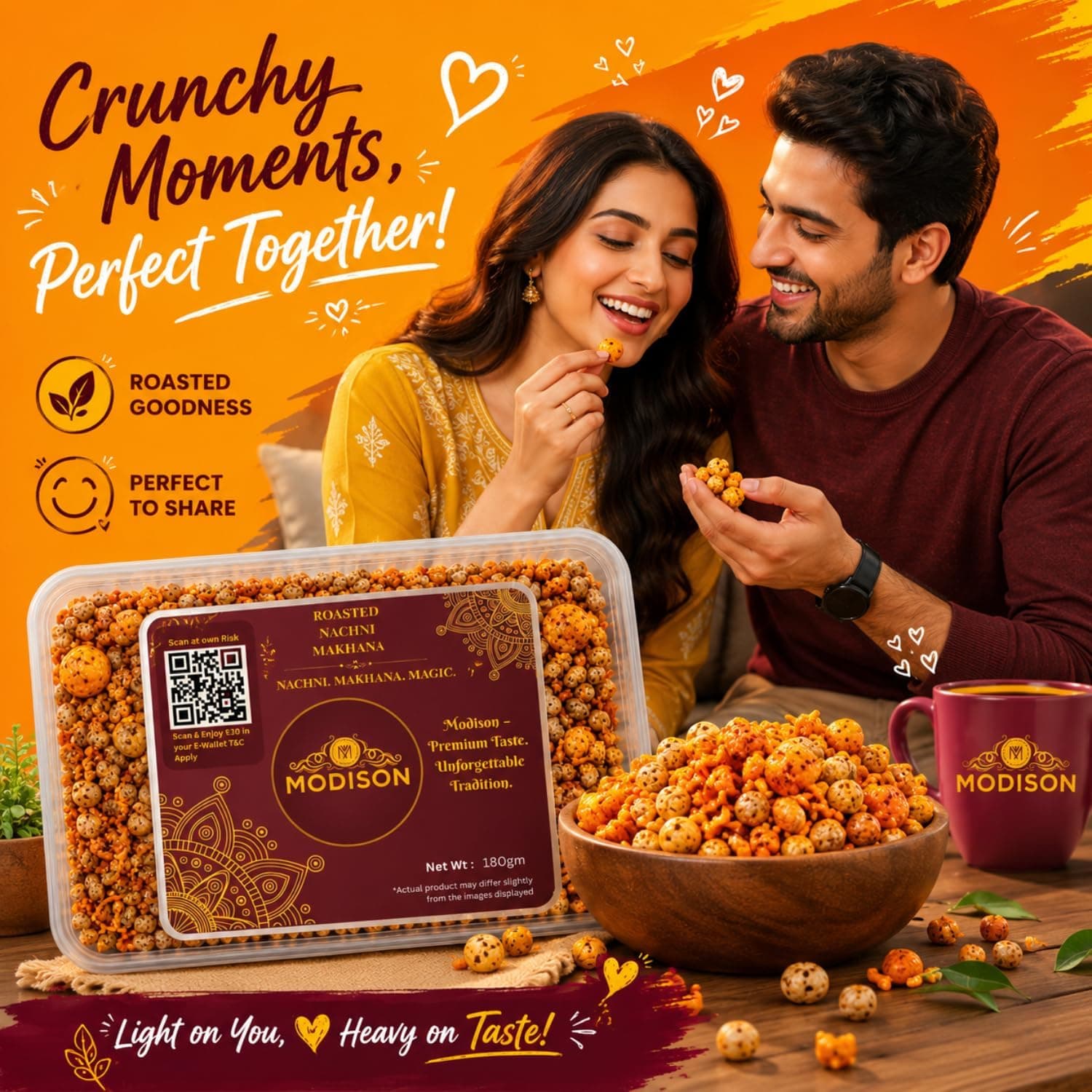 MODISON Roasted Nachni Makhana Indian Snacks Fox Nuts Ragi 180g thumbnail 10