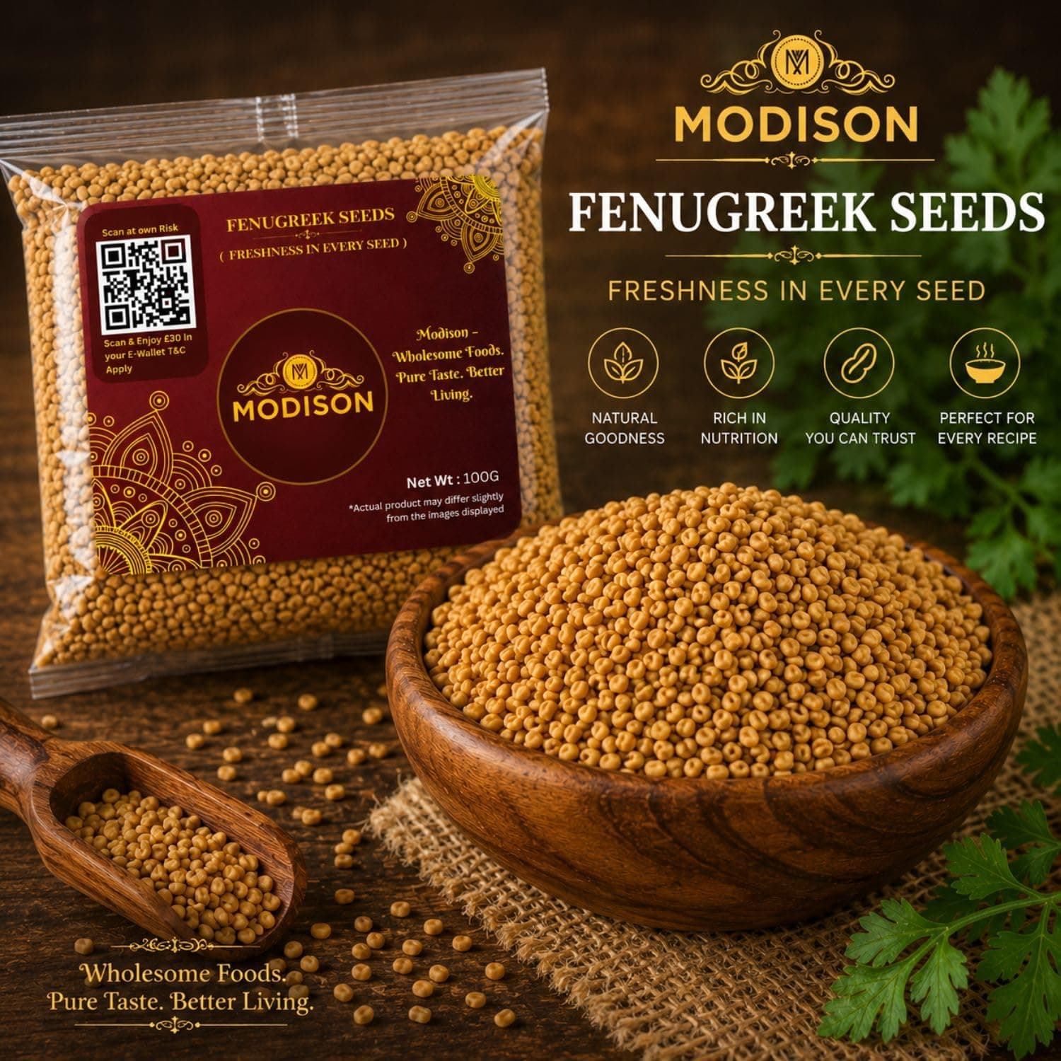 MODISON Fenugreek Seeds Whole Spice Natural 100g thumbnail 11