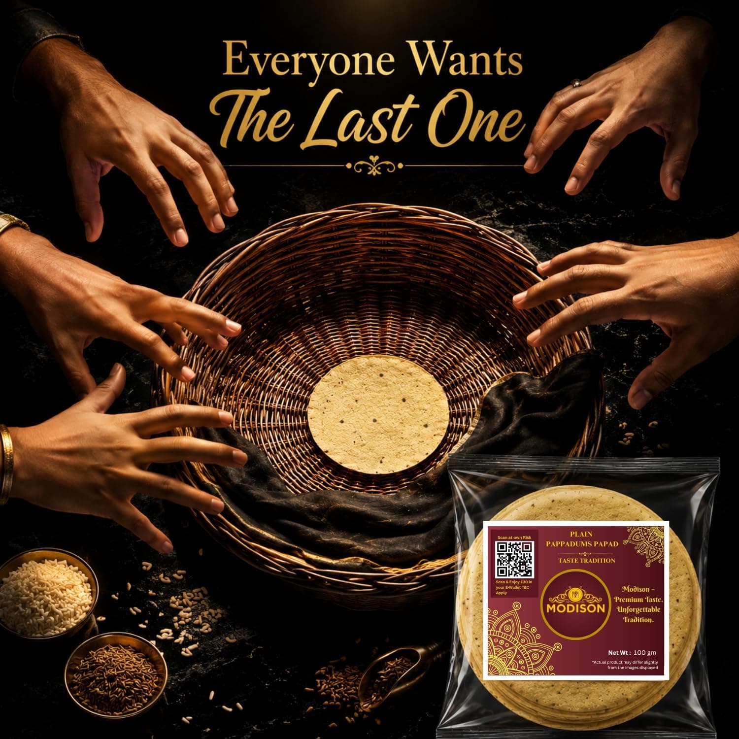 MODISON Madras Plain Pappadoms Indian Papad Crispy Wafer 300g thumbnail 10