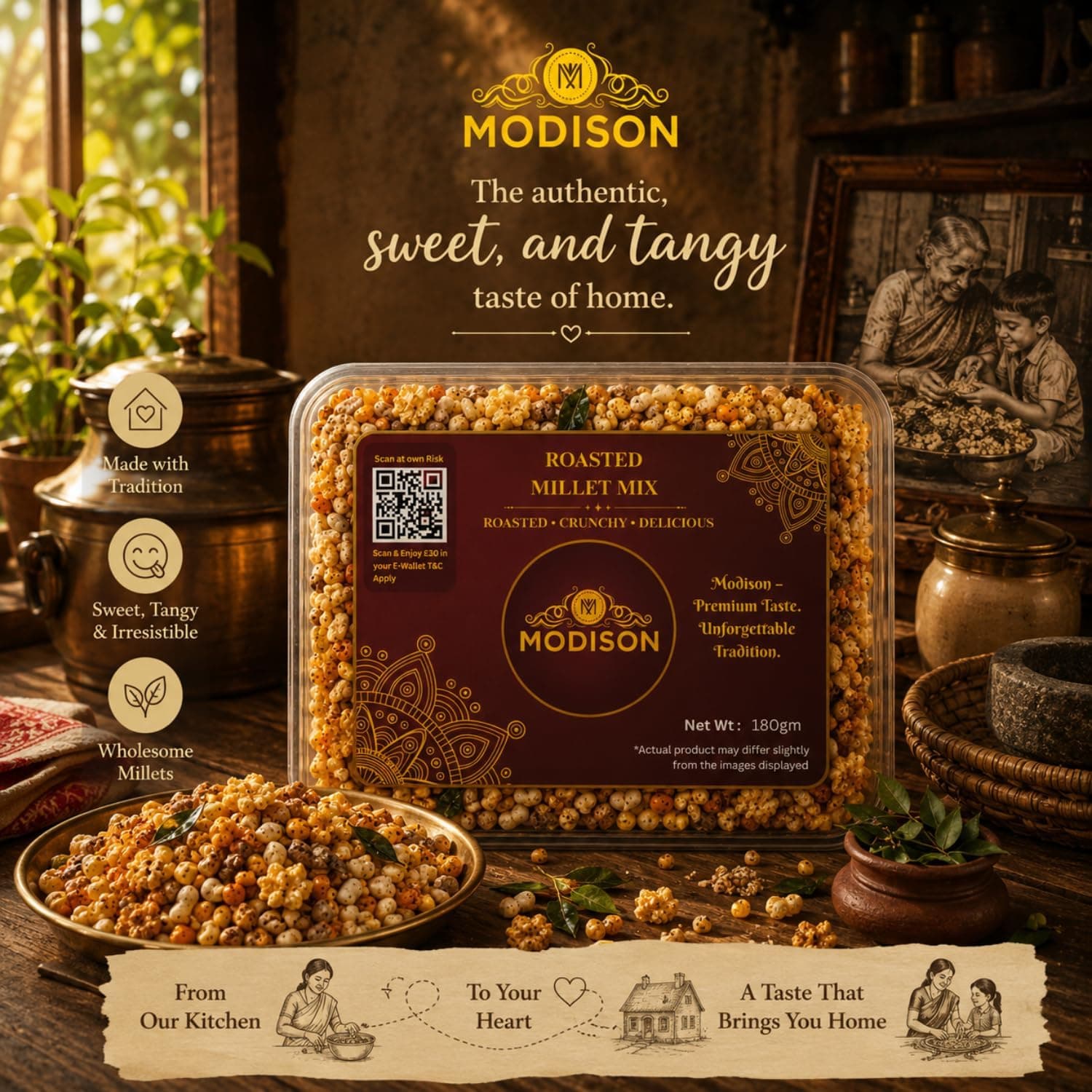 MODISON Roasted Millet Mix Indian Namkeen Crispy Multigrain 180g thumbnail 10