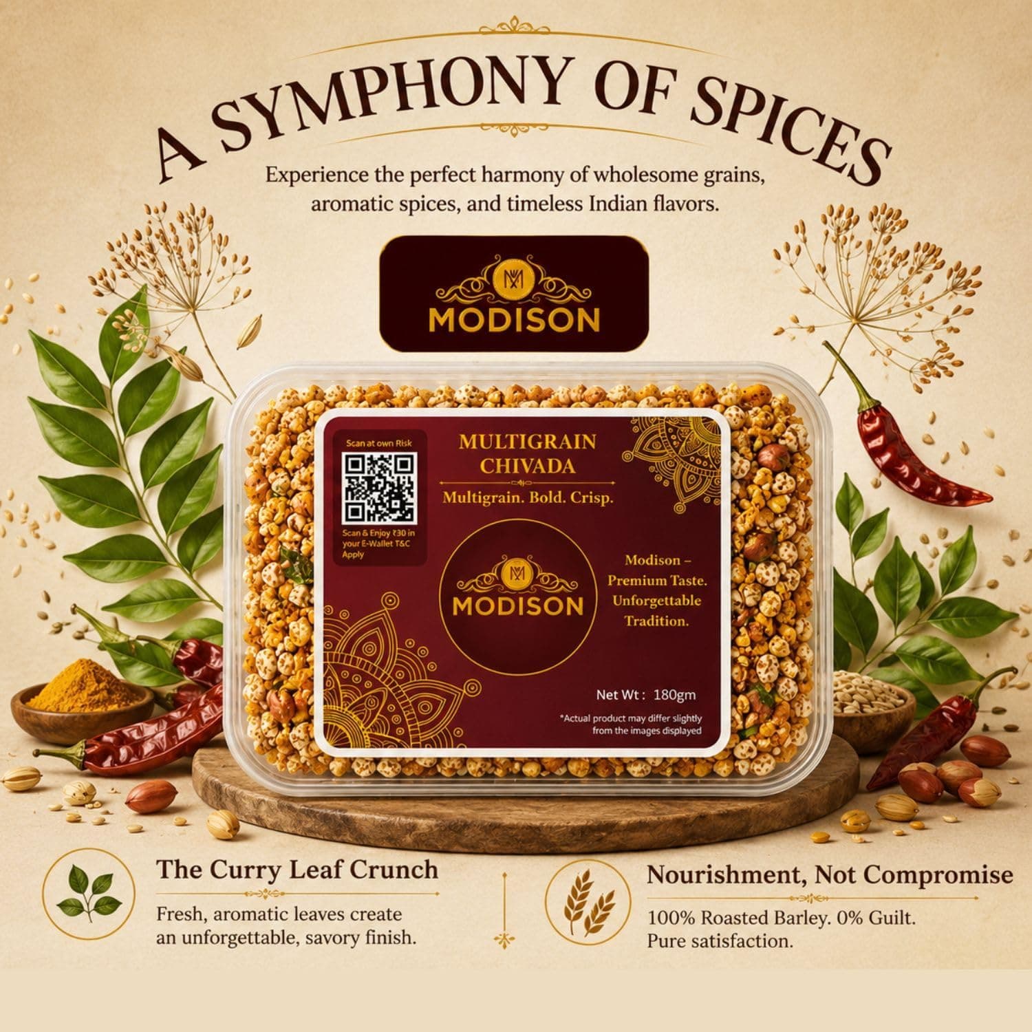 MODISON Multigrain Chivada Indian Namkeen Crispy Millet Blend 180g thumbnail 9