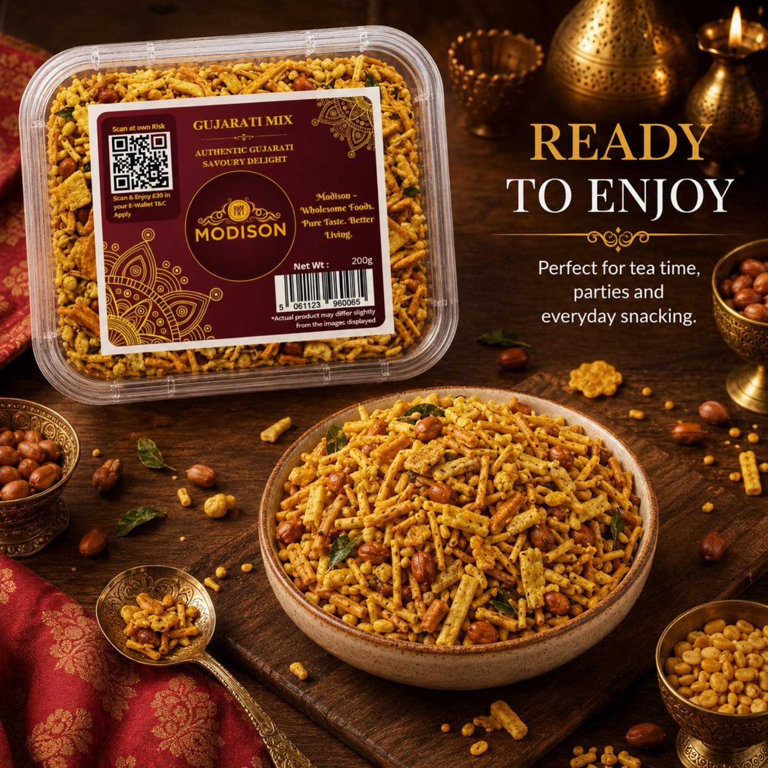 MODISON Gujarati Mix Indian Namkeen Snack Traditional Savoury 200g thumbnail 12
