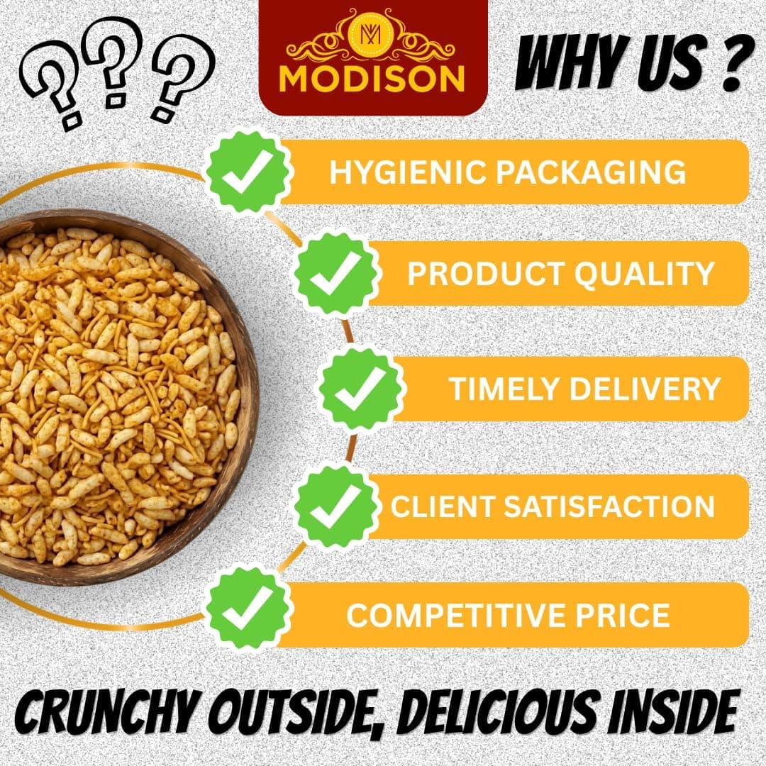 MODISON Garlic Sev Mamra Indian Snacks Roasted Rice Mix 180g thumbnail 9