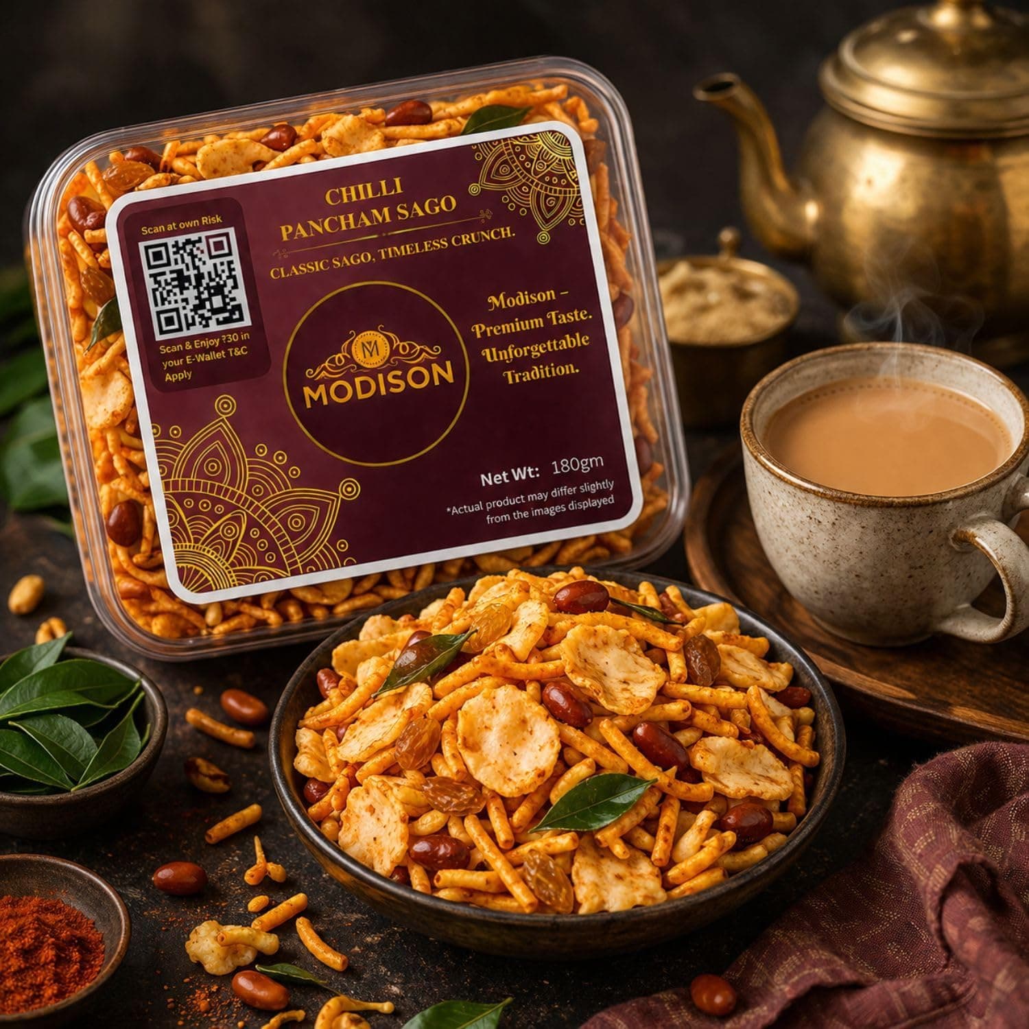 MODISON Chilli Pancham Sago Indian Namkeen Spicy Sabudana 180g thumbnail 10