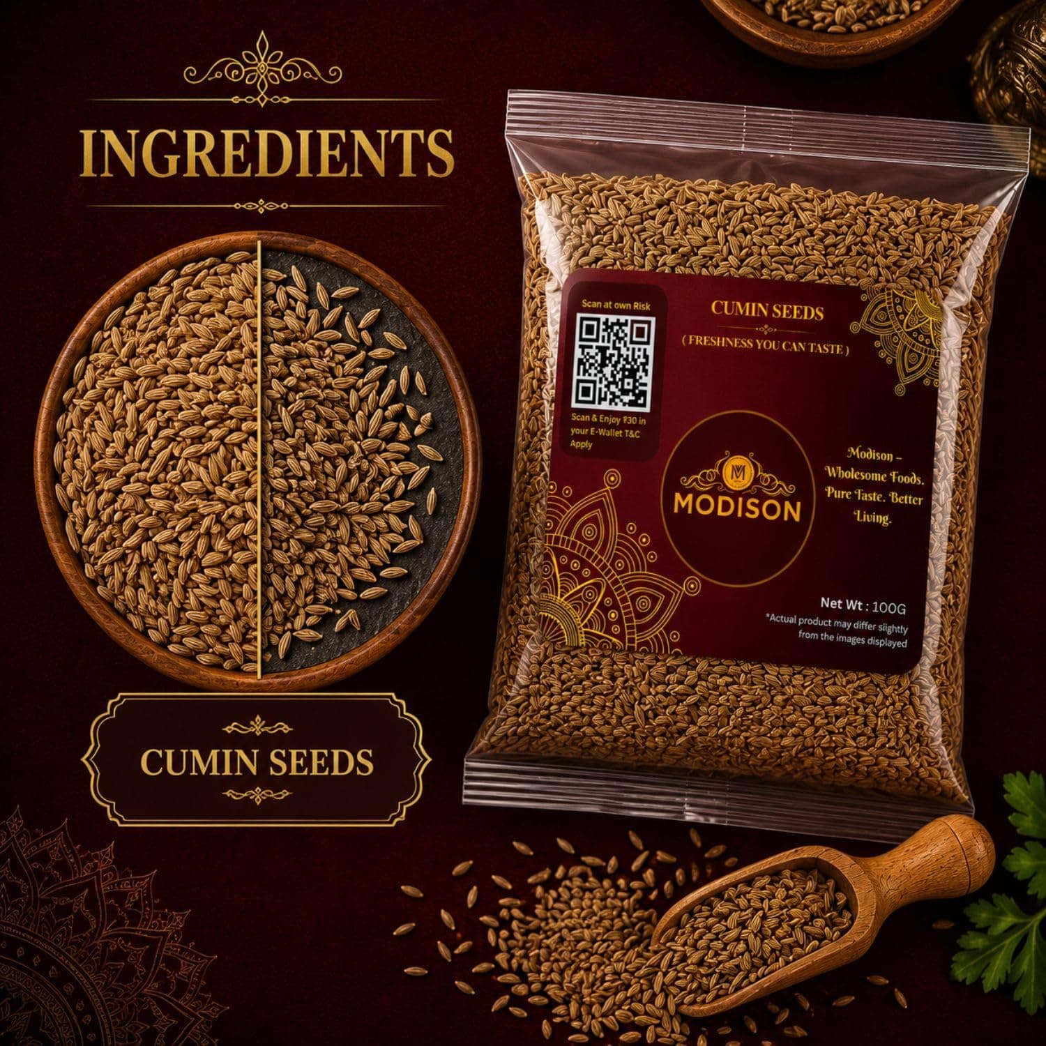 MODISON Cumin Seeds Whole Jeera Natural Spice Tempering 100g thumbnail 11