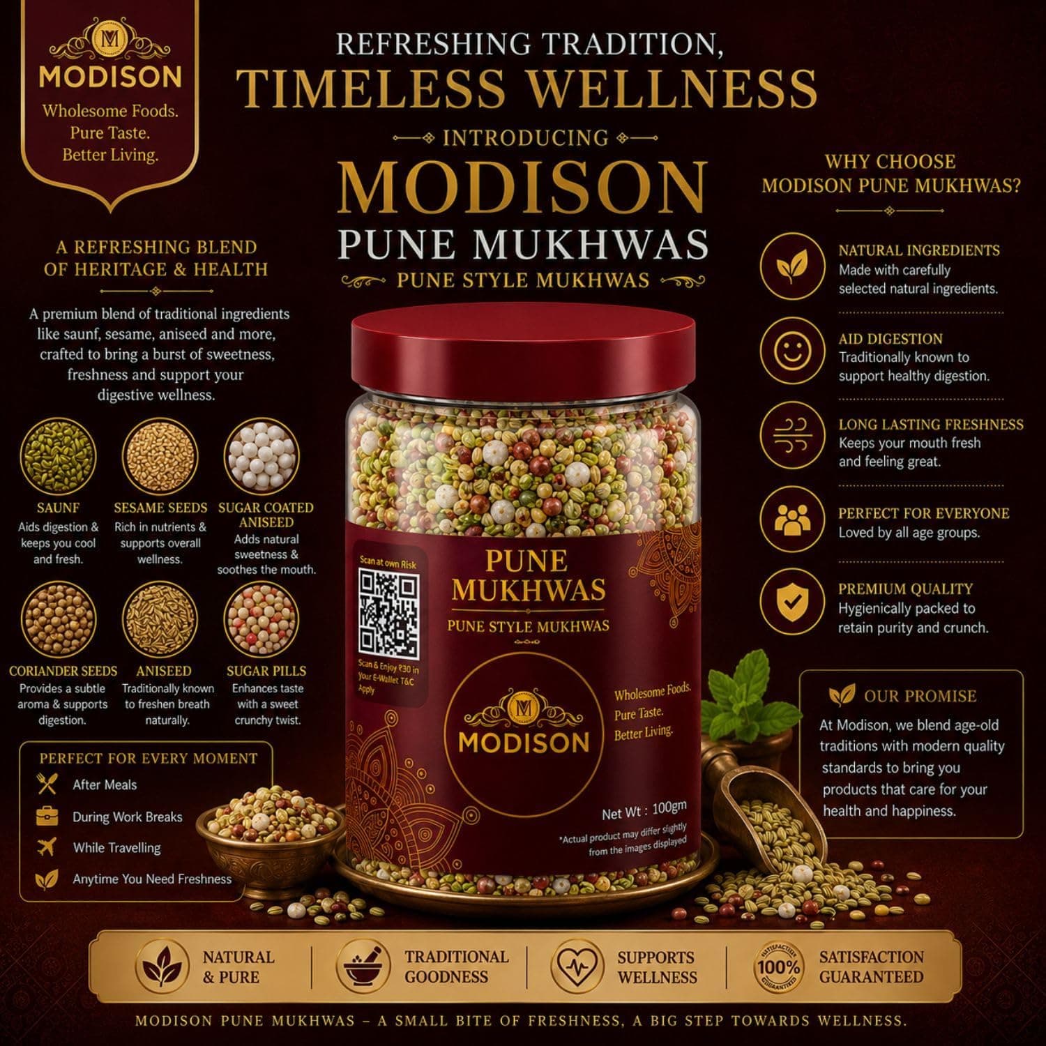 MODISON Pune Mukhwas Indian Mouth Freshener Fennel Coriander 100g thumbnail 12