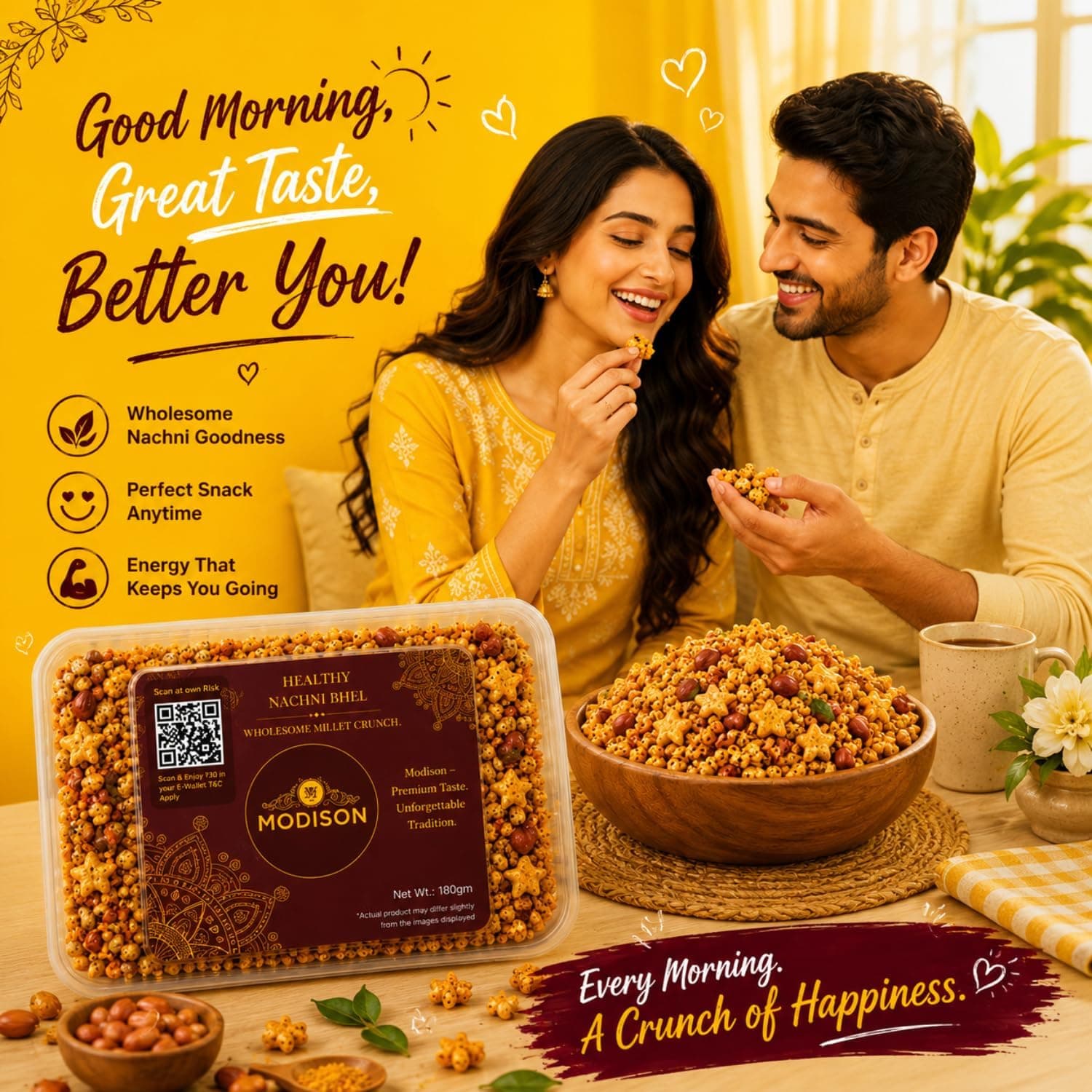 MODISON Healthy Nachni Bhel Indian Namkeen Crispy Ragi Puff 180g thumbnail 10