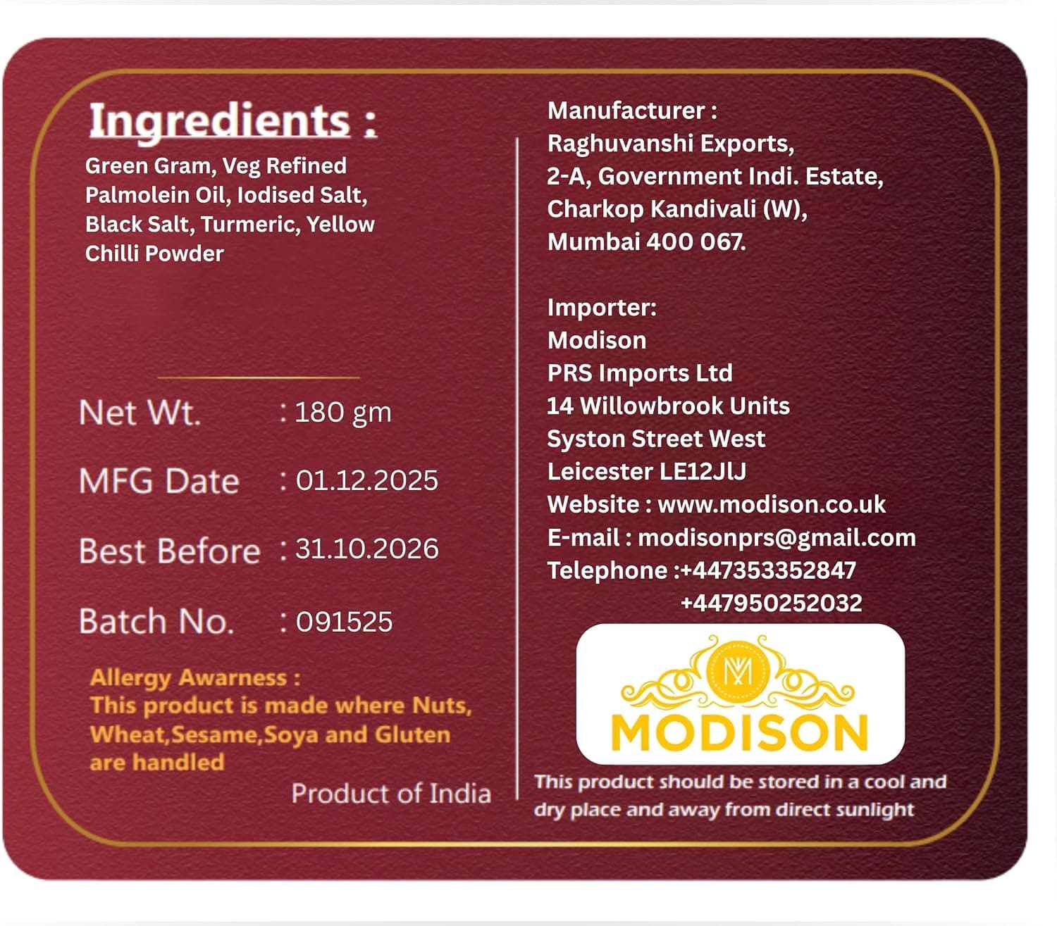 MODISON Boondi Indian Snacks Crunchy Fresh 180g thumbnail 9