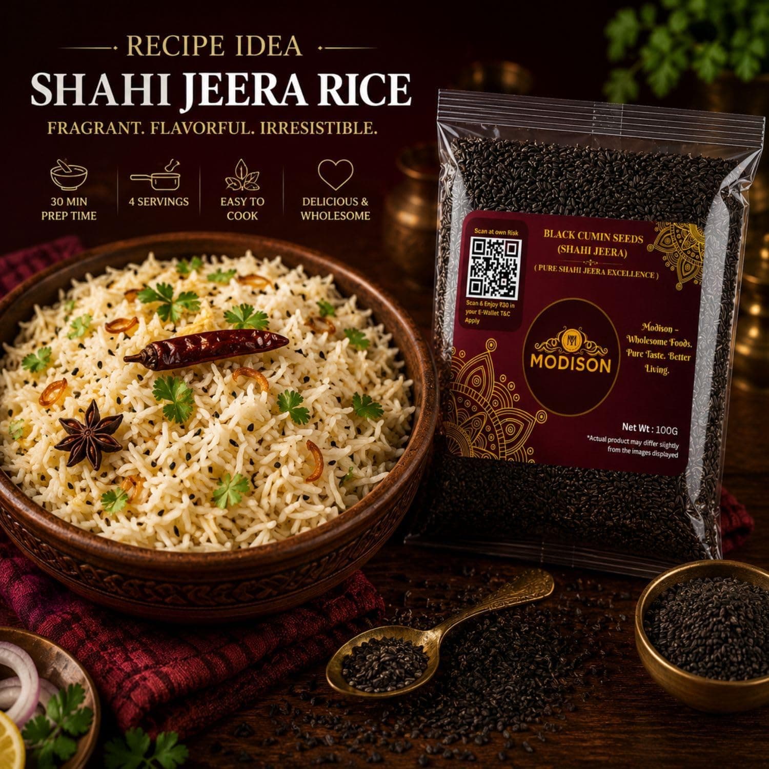 MODISON Shahi Jeera Black Cumin Seeds Whole Spice Natural 100g thumbnail 10
