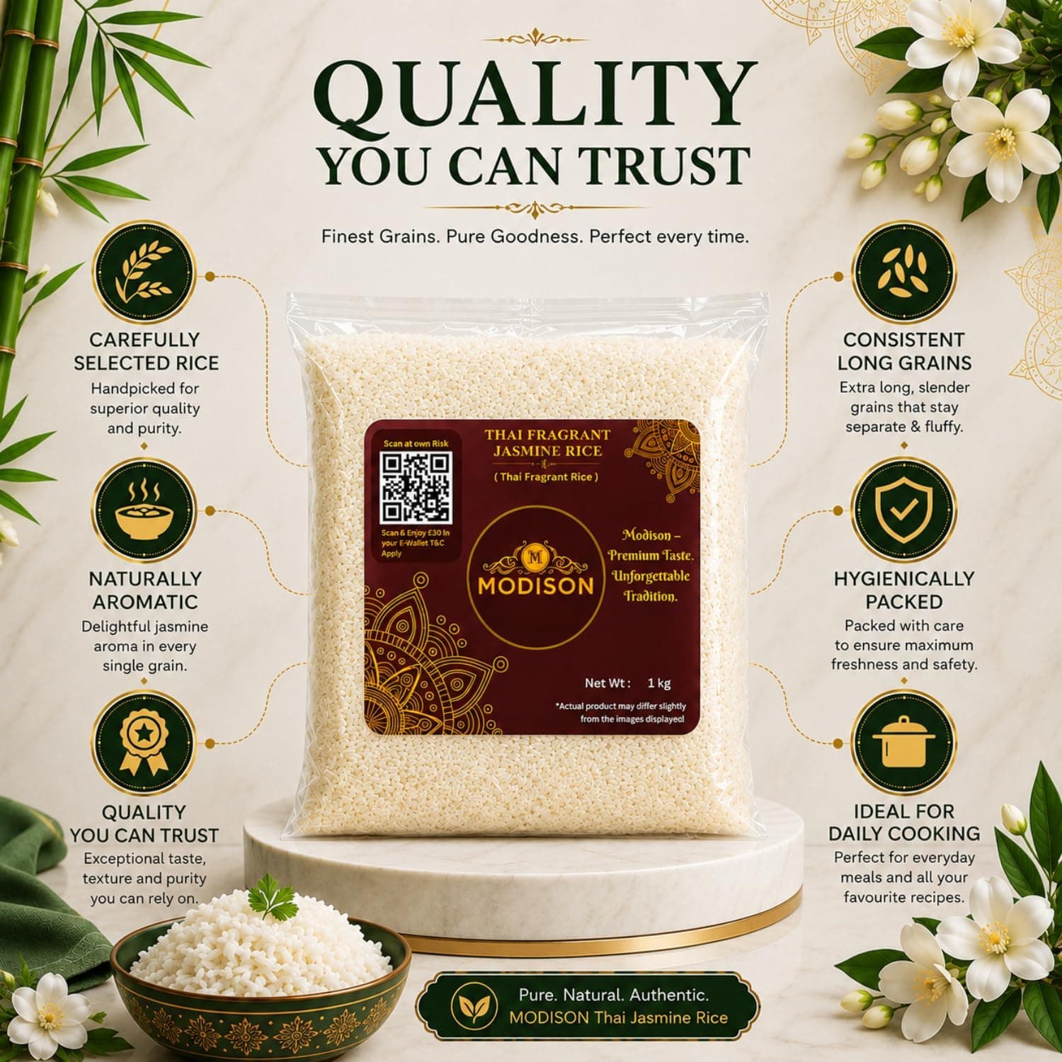 MODISON Thai Fragrant Jasmine Rice Long Grain Aromatic White Rice 5kg thumbnail 9