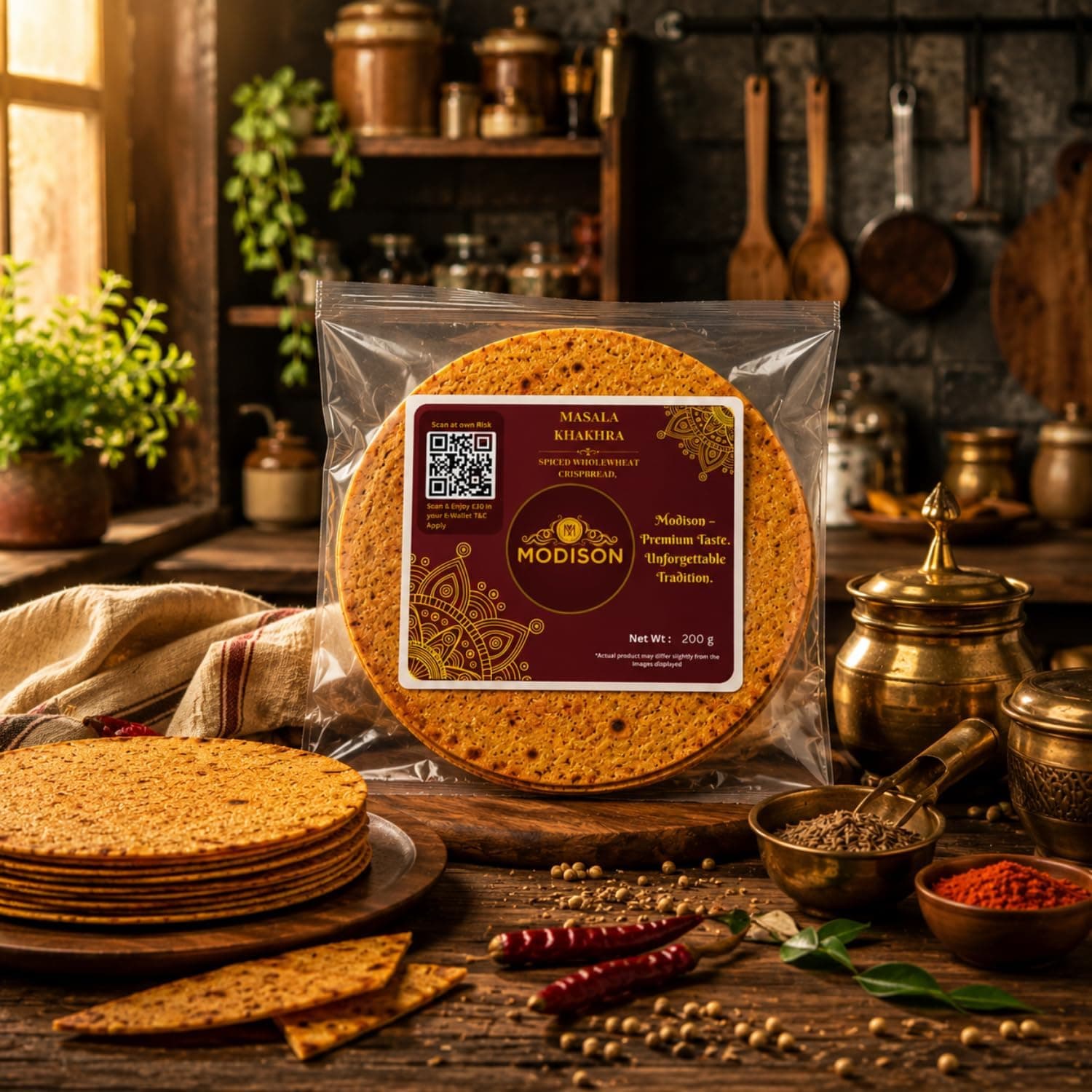 MODISON Masala Khakhra Spiced Whole Wheat Crispbread 200g thumbnail 10