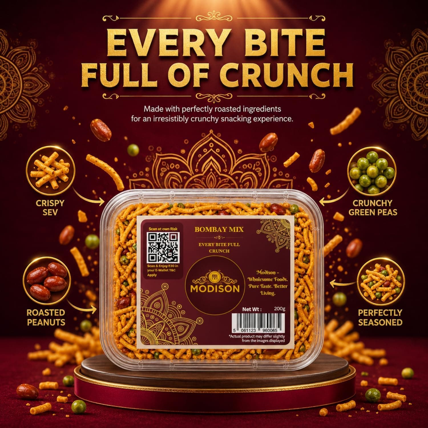 MODISON Bombay Mix Indian Namkeen Snack Traditional Savoury 200g thumbnail 10