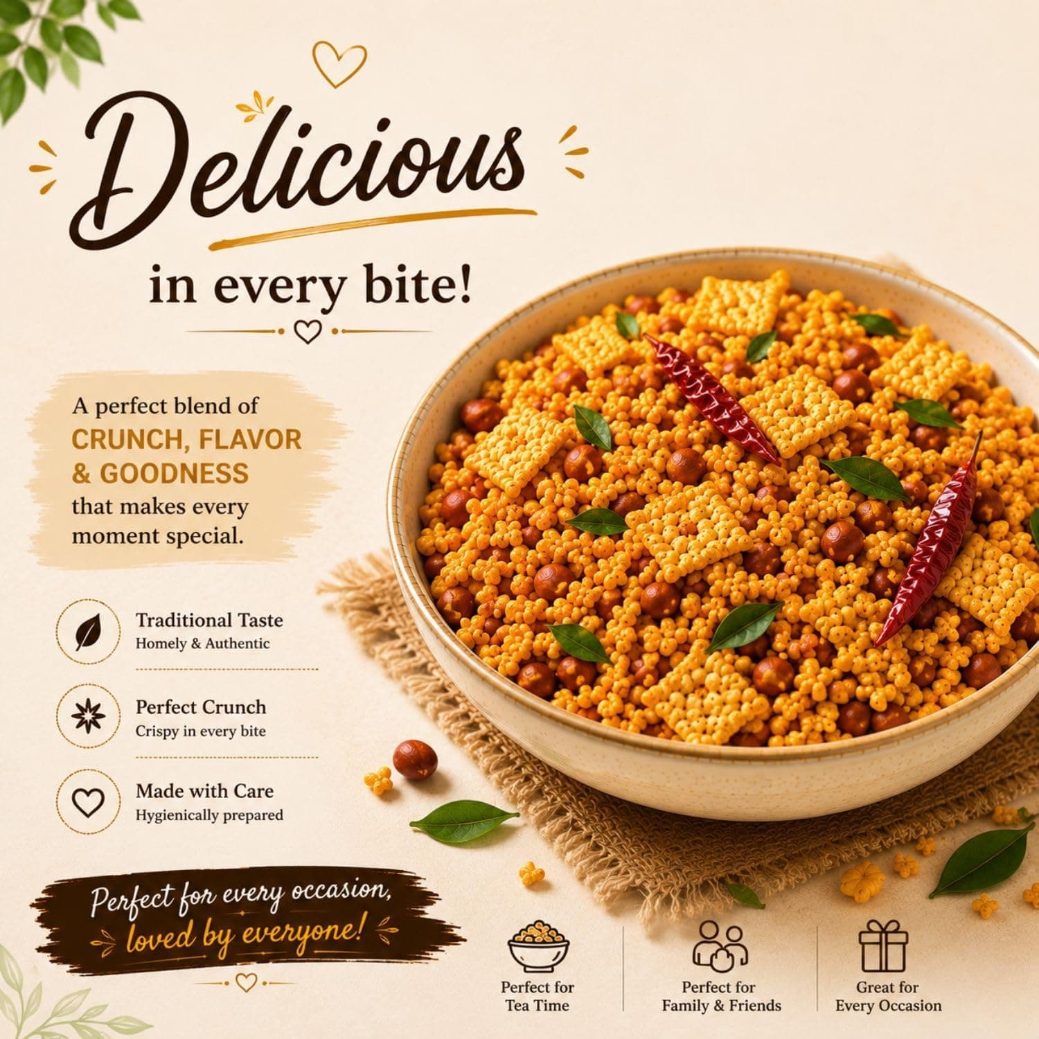 MODISON Chevda Papad Poha Indian Namkeen Crispy Mix 180g thumbnail 10