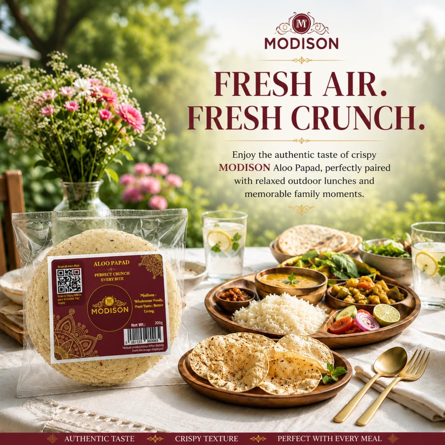 MODISON Aloo Papad Ready to Fry Indian Snack 200g thumbnail 12
