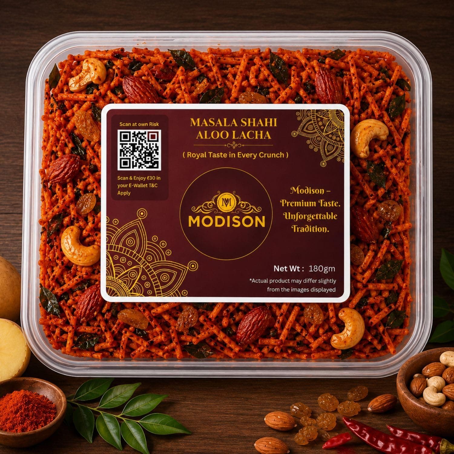MODISON Masala Shahi Aloo Lacha Indian Namkeen Spicy Potato 180g thumbnail 11