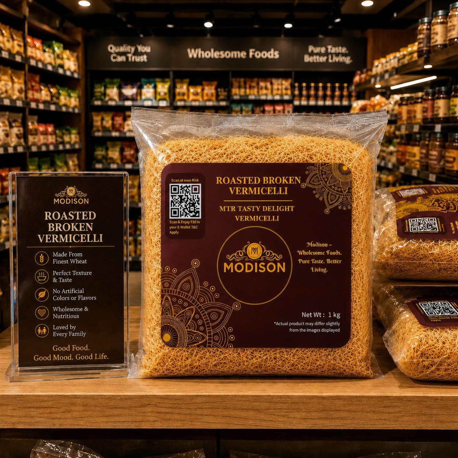 MODISON Roasted Broken Vermicelli, Wheat Semolina Sevai, 1 kg thumbnail 11