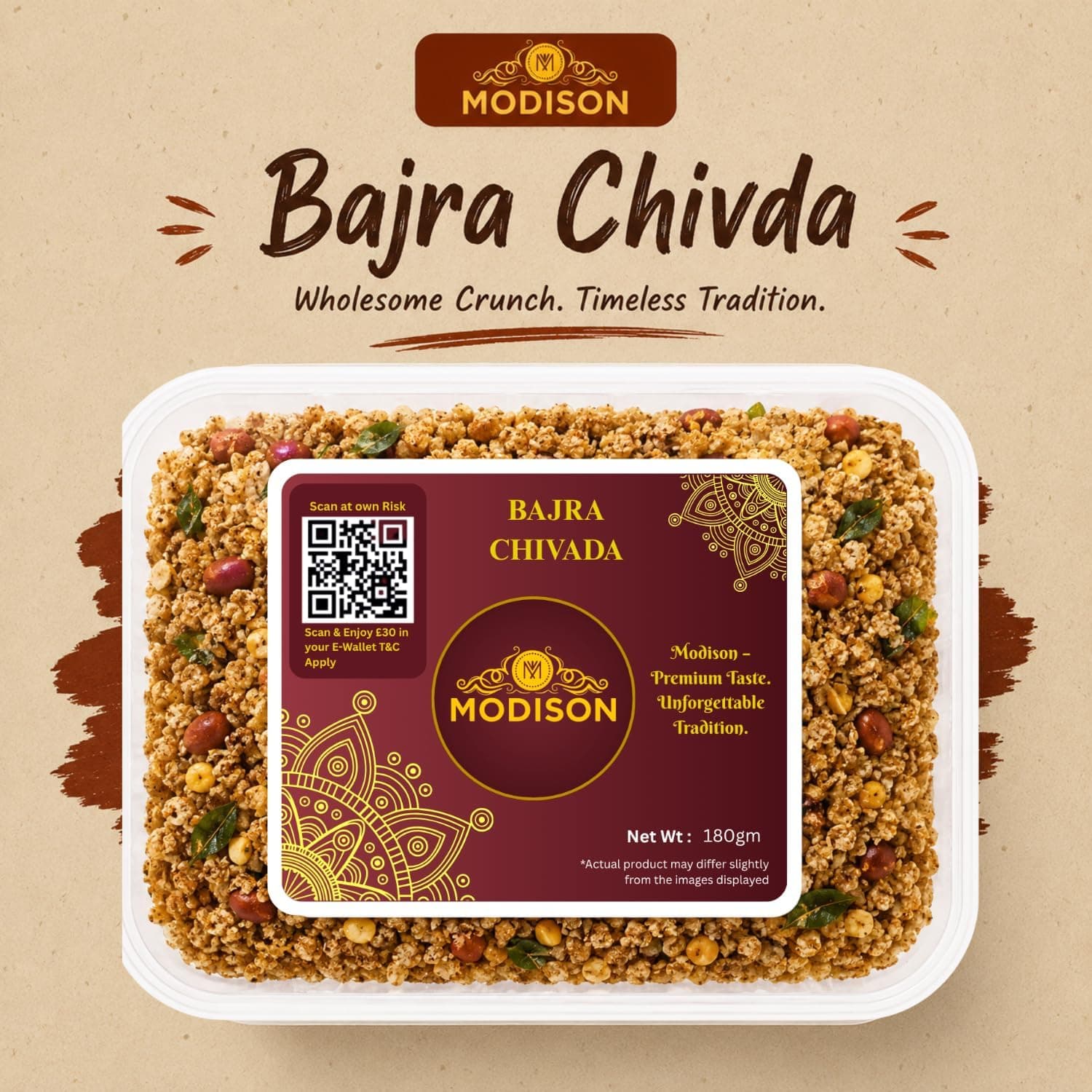 MODISON Bajra Chivda Indian Namkeen Crispy Pearl Millet 180g thumbnail 11