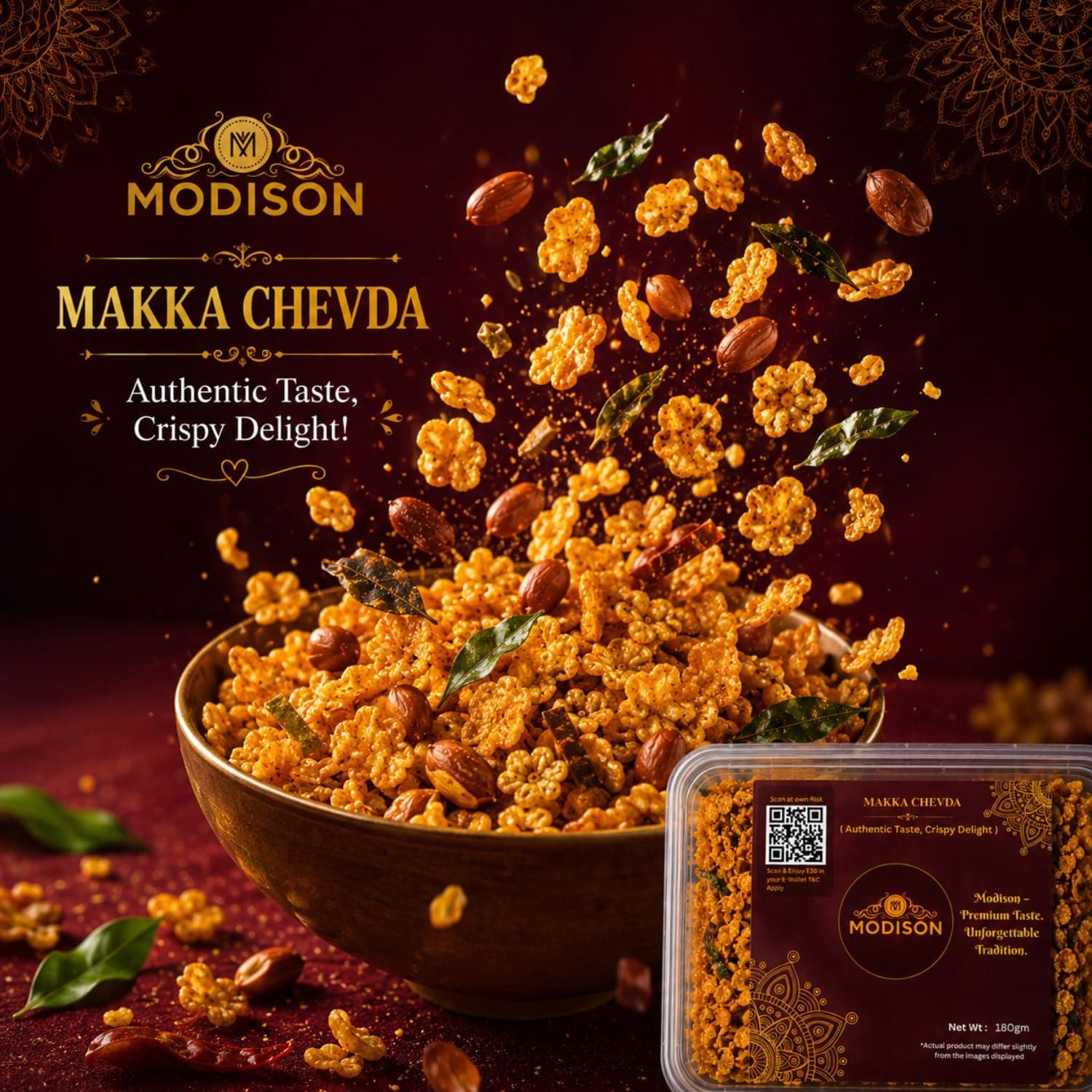 MODISON Makka Chevda Indian Namkeen Crispy Corn Flakes 180g thumbnail 10