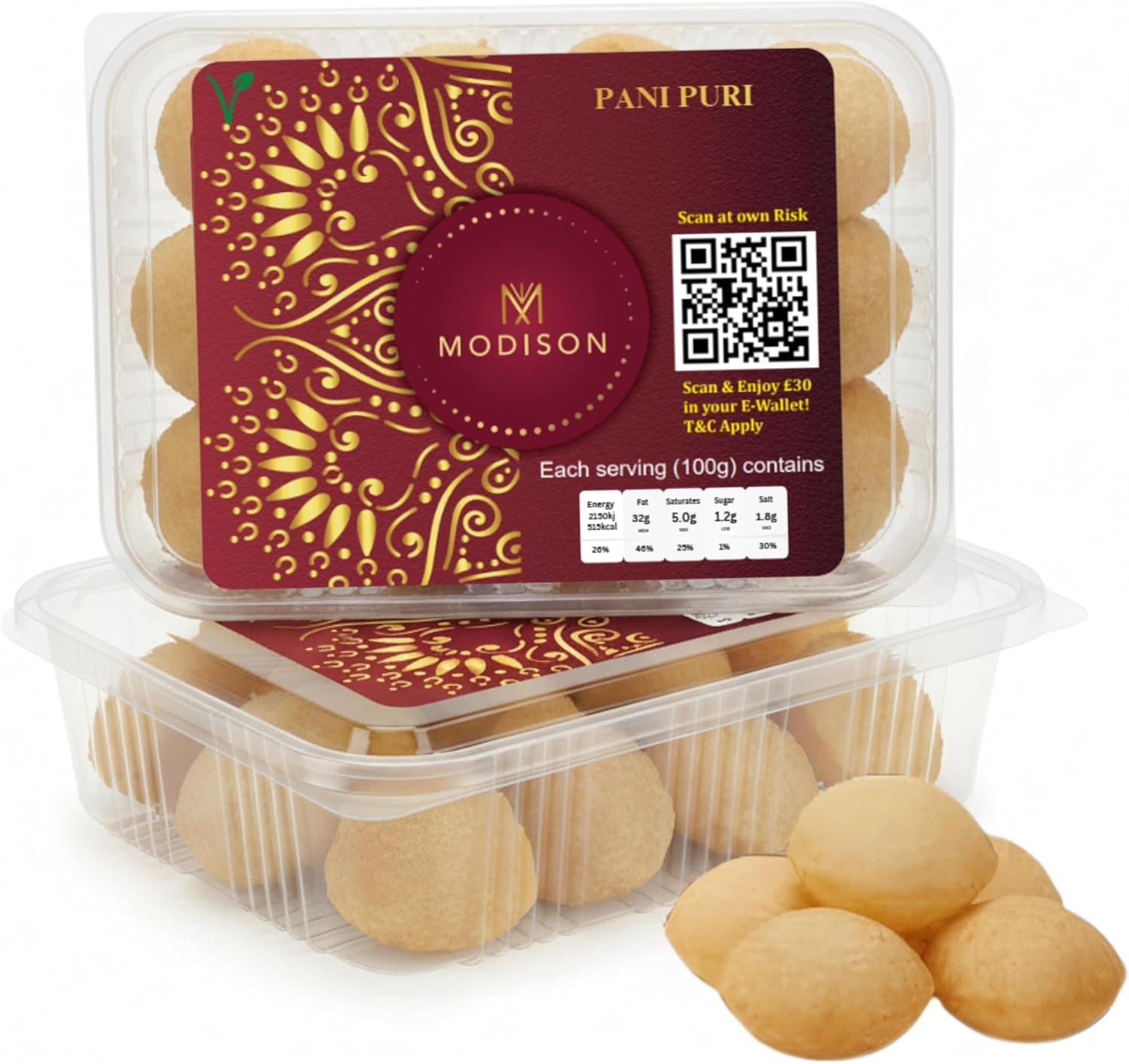 MODISON Pani Puri Indian Snacks Crispy Golgappa Shells 80pc thumbnail 8