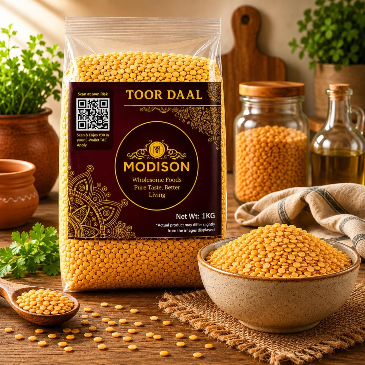MODISON Plain Toor Daal Split Pigeon Peas High Fibre 2KG thumbnail 10