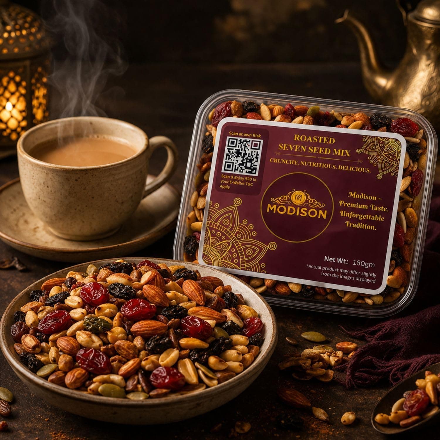 MODISON Roasted Seven Seed Mix Indian Snacks Protein Rich 180g thumbnail 10