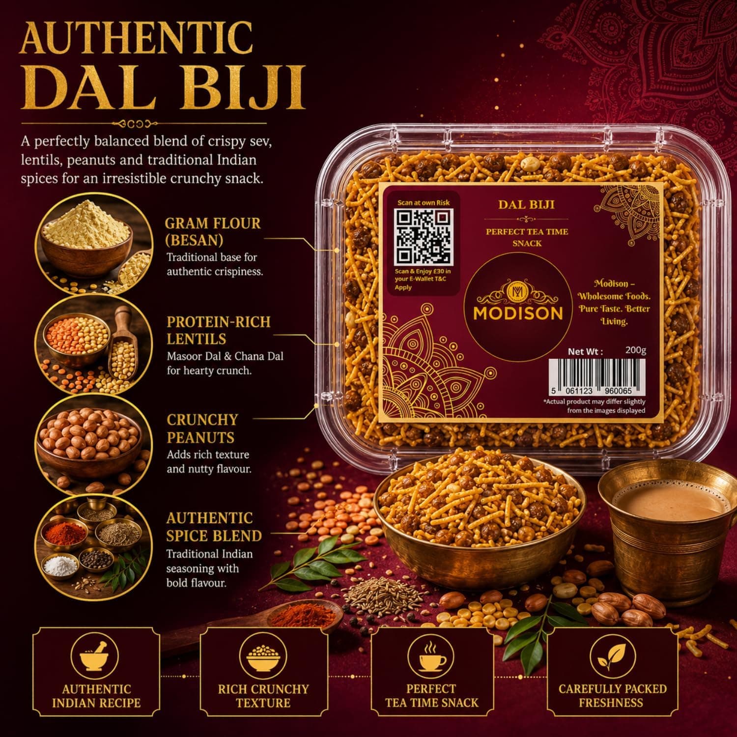MODISON Dal Biji Indian Namkeen Snack Traditional Savoury 200g thumbnail 10