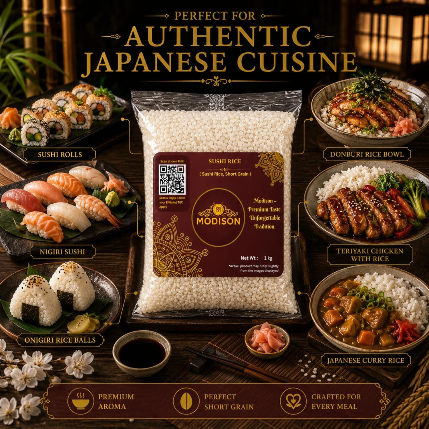 MODISON Sushi Rice Short Grain Rice Gluten Free Vegan 1kg thumbnail 12