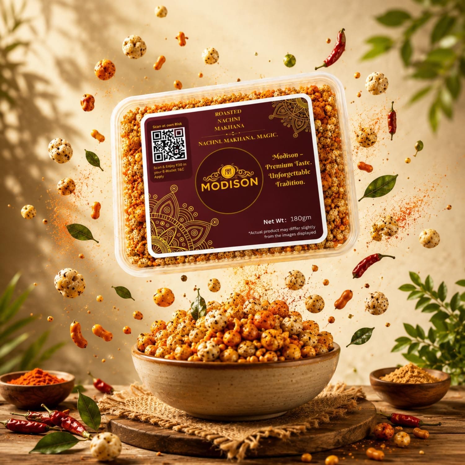 MODISON Roasted Nachni Makhana Indian Snacks Fox Nuts Ragi 180g thumbnail 11