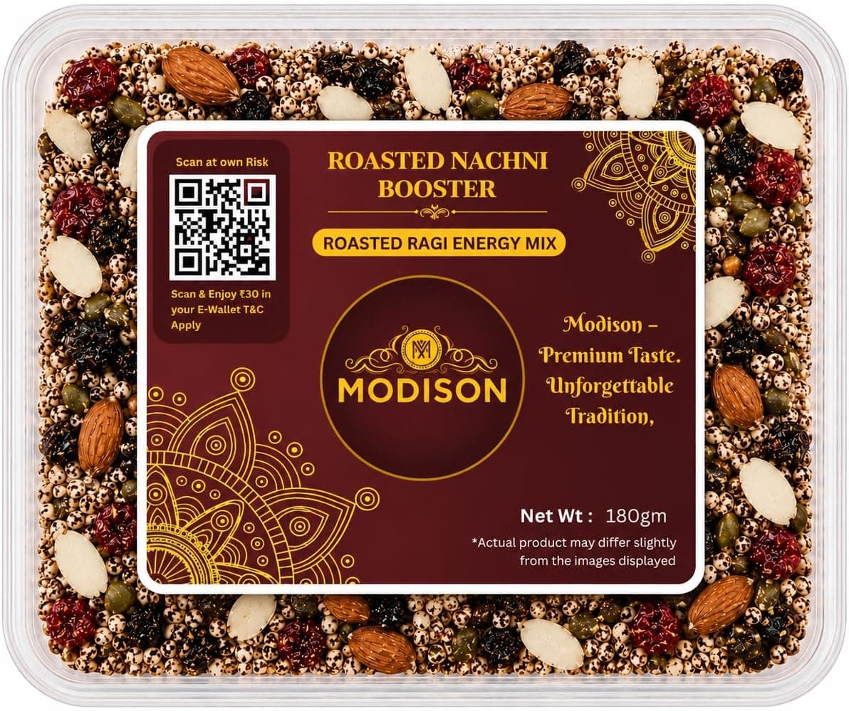 MODISON Roasted Nachni Booster Indian Snacks Ragi Seed Mix 180g thumbnail 8