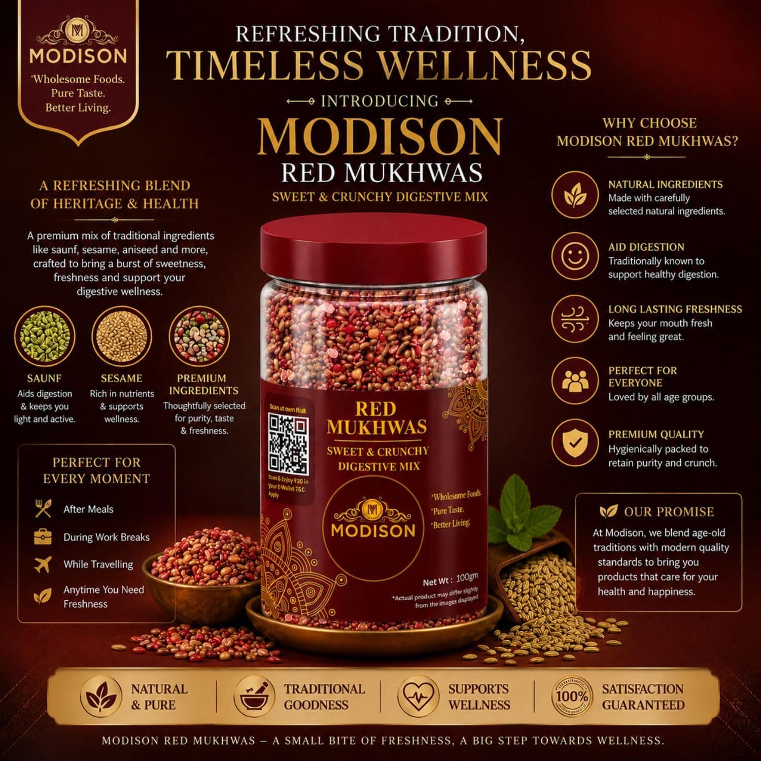 MODISON Red Mukhwas Indian Mouth Freshener Aniseed Coriander 100g thumbnail 12