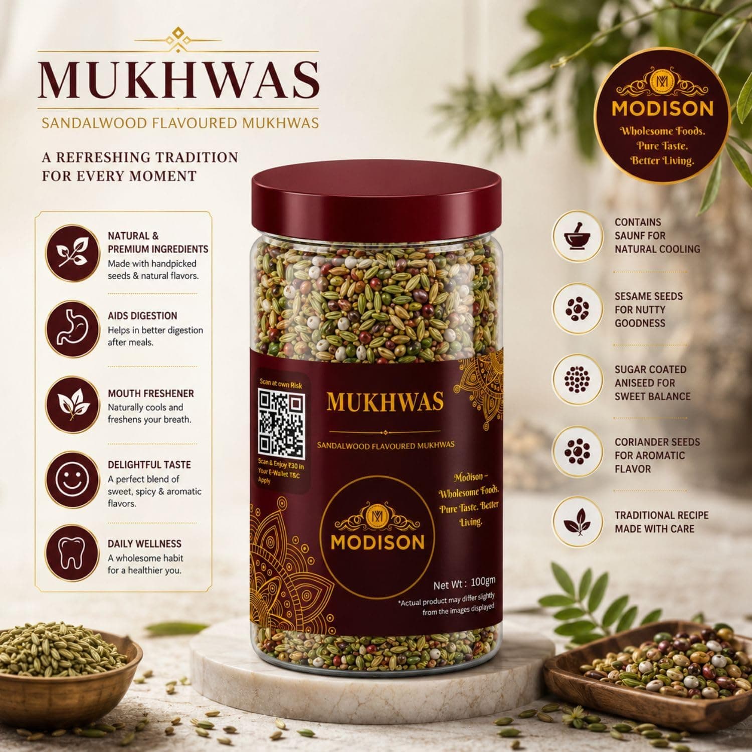 MODISON Fennel Coriander Blend Indian Mouth Freshener 100g thumbnail 10