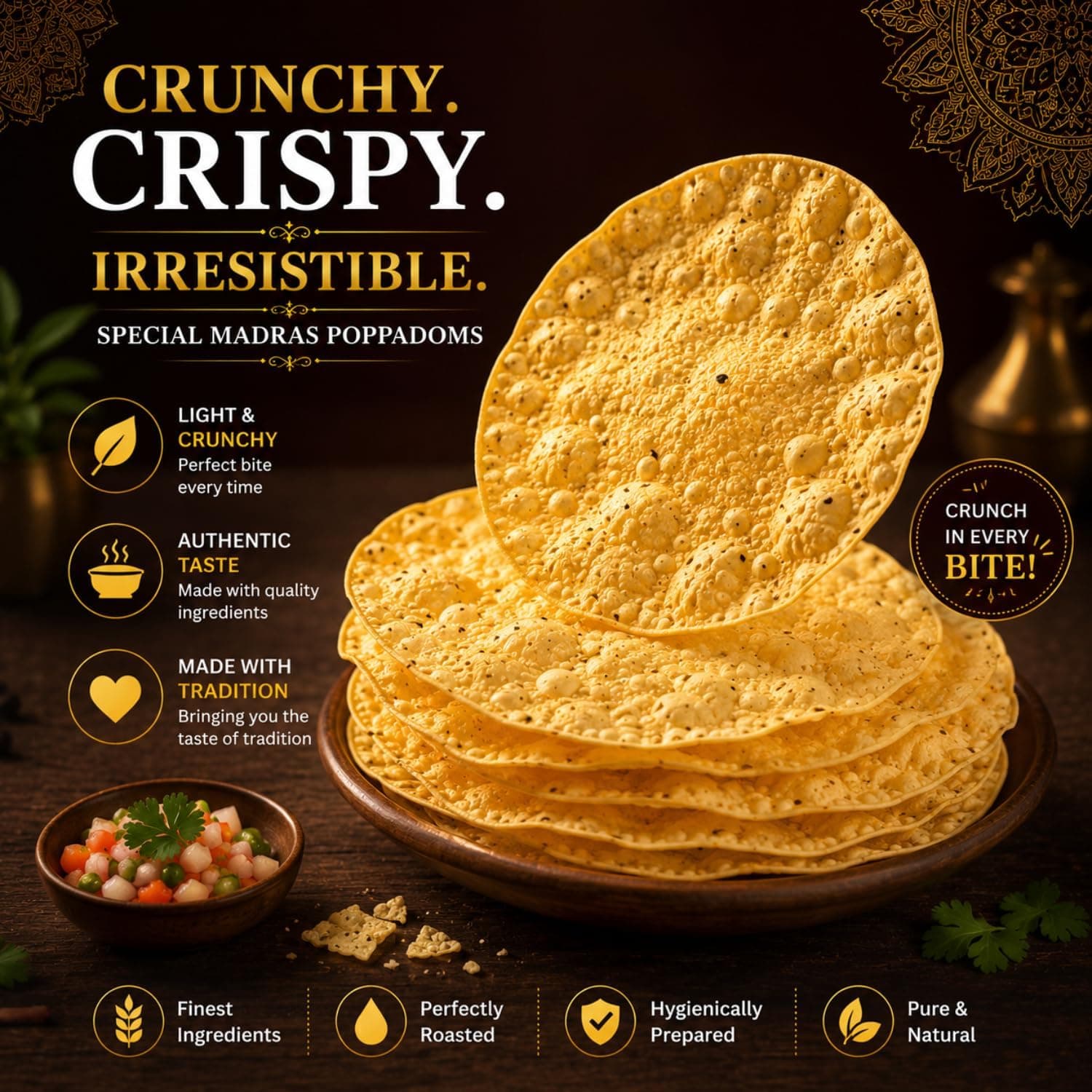 MODISON Special Madras Poppadoms Indian Papad Crispy Lentil Wafer 200g thumbnail 9