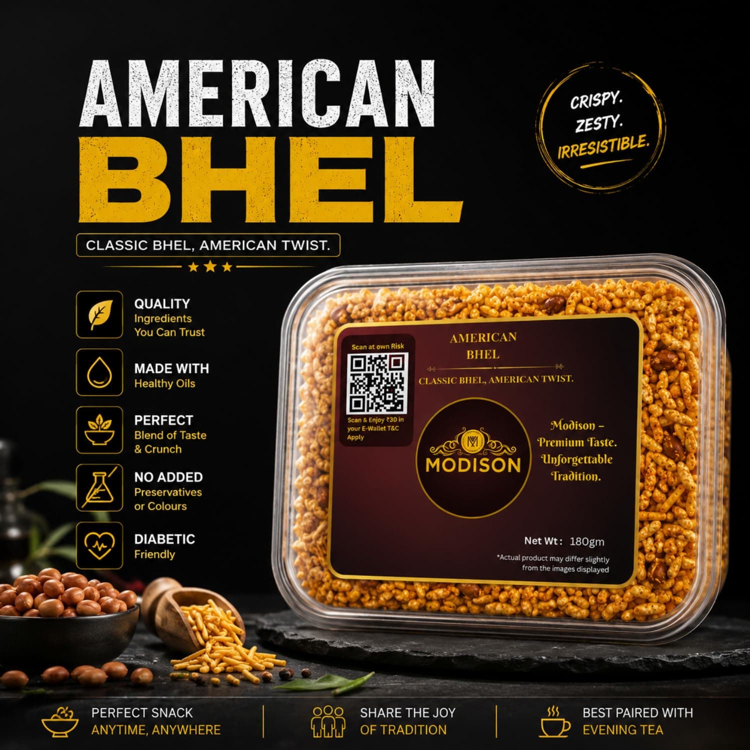 MODISON American Bhel Indian Namkeen Crispy Puffed Rice 180g product image 8