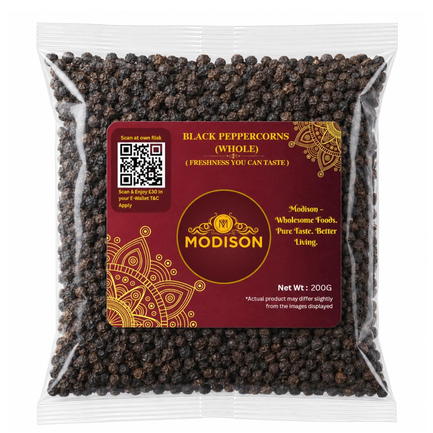 MODISON Black Peppercorns Whole Spice 200g product image 1