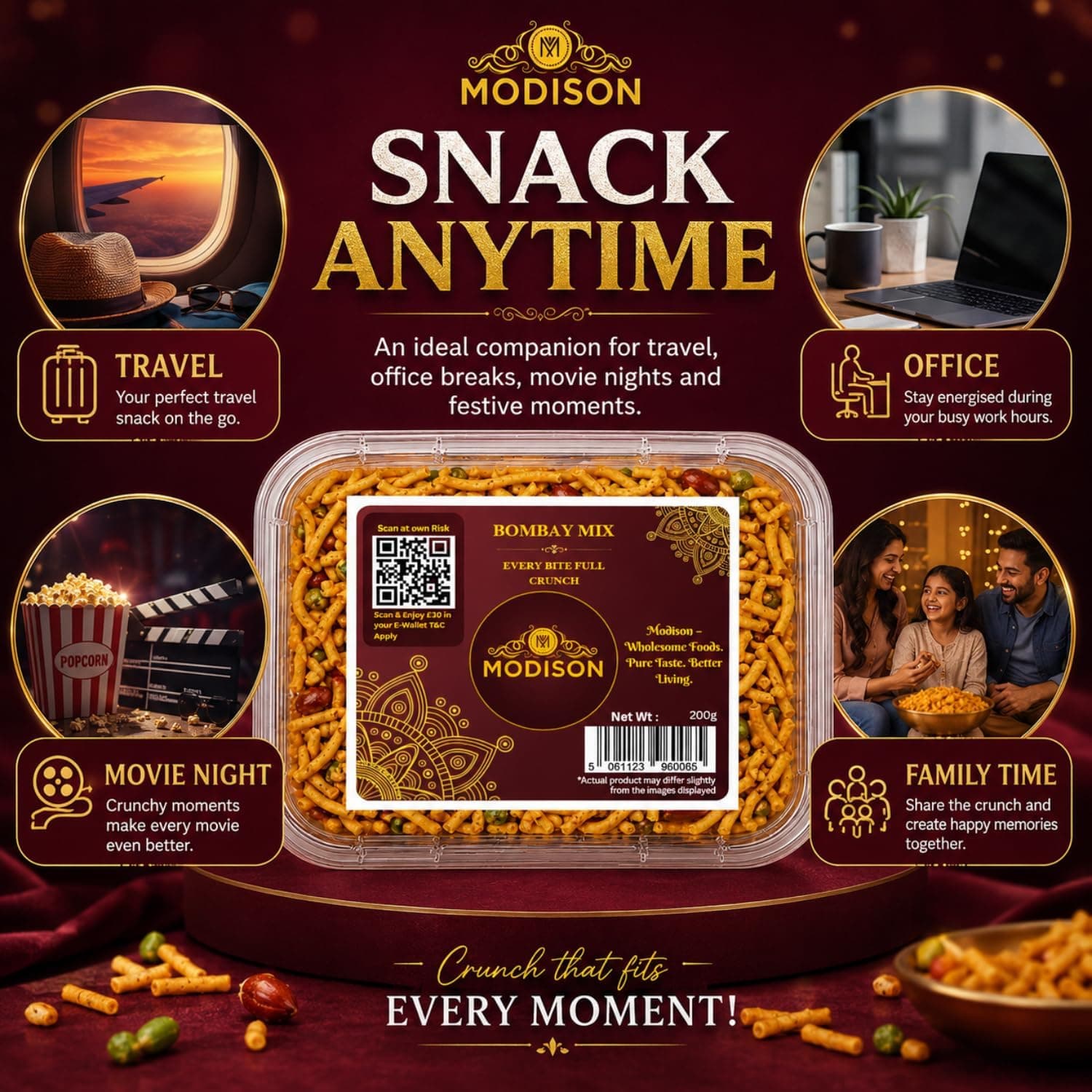 MODISON Bombay Mix Indian Namkeen Snack Traditional Savoury 200g product image 7