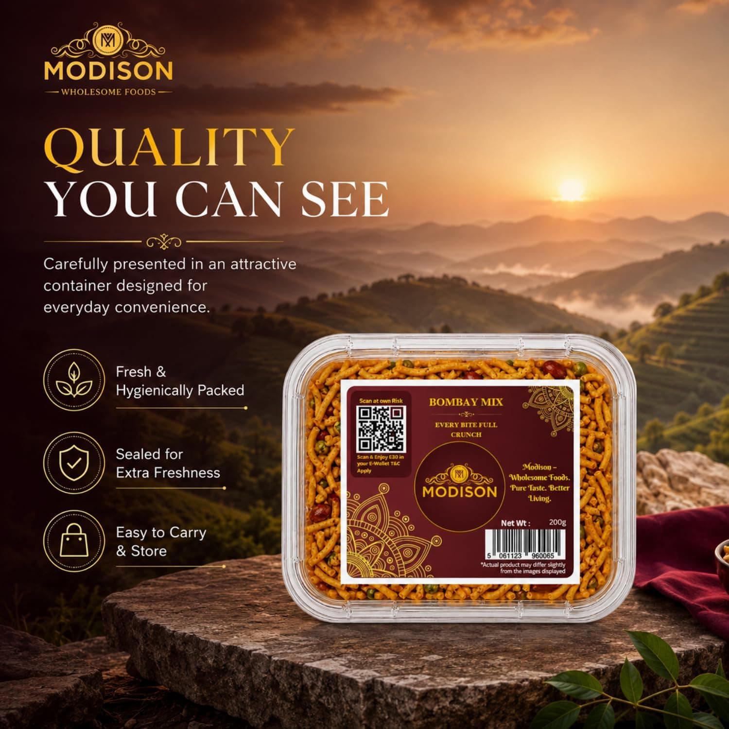 MODISON Bombay Mix Indian Namkeen Snack Traditional Savoury 200g product image 8