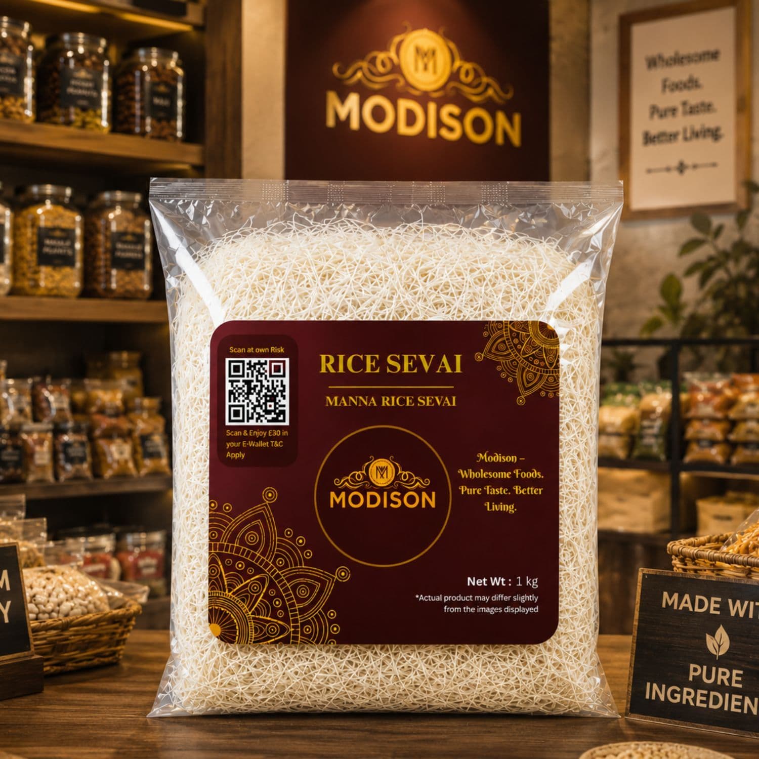 MODISON Brown Rice Sevai Rice Noodles, Brown Rice Vermicelli, 1 kg product image 5