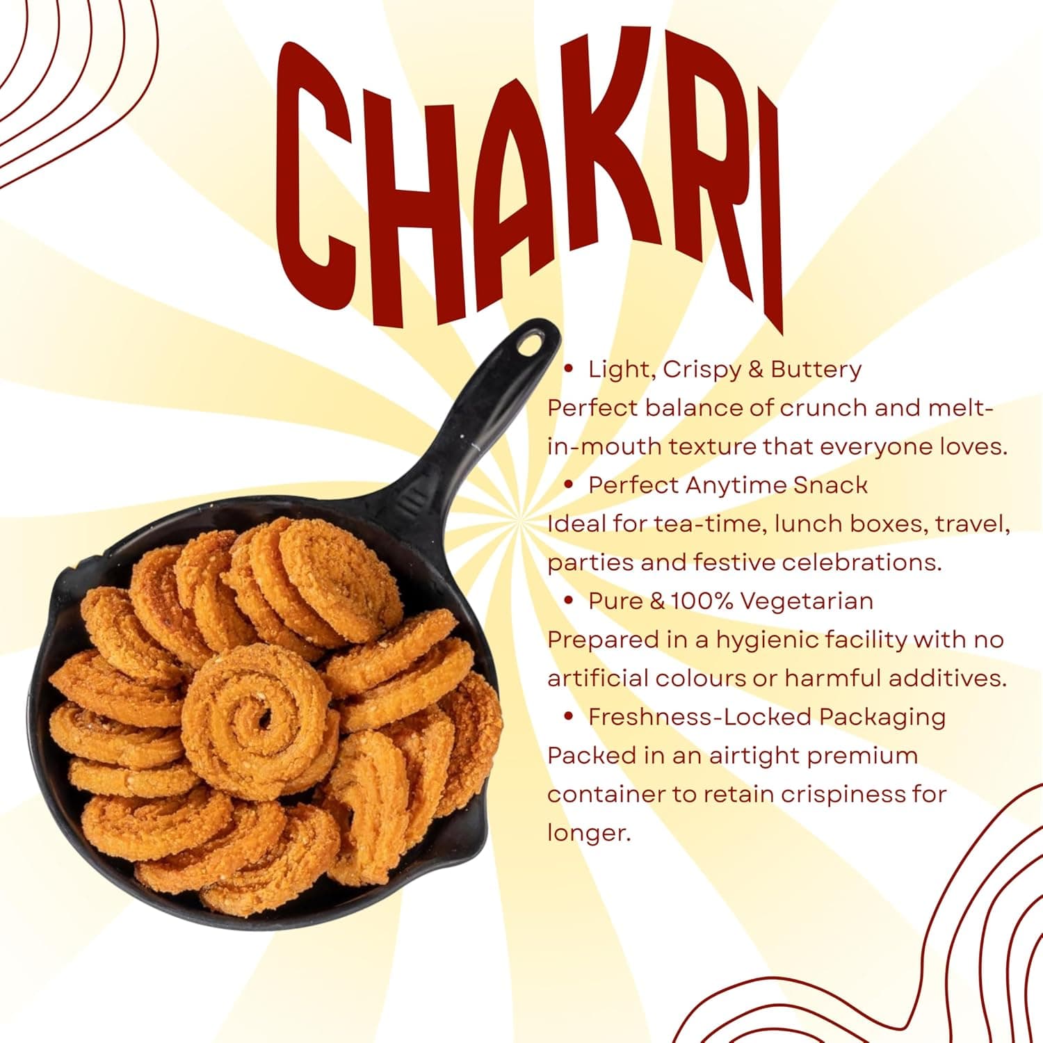 MODISON Butter Chakri Indian Snacks Crispy Gujarati 180g product image 3